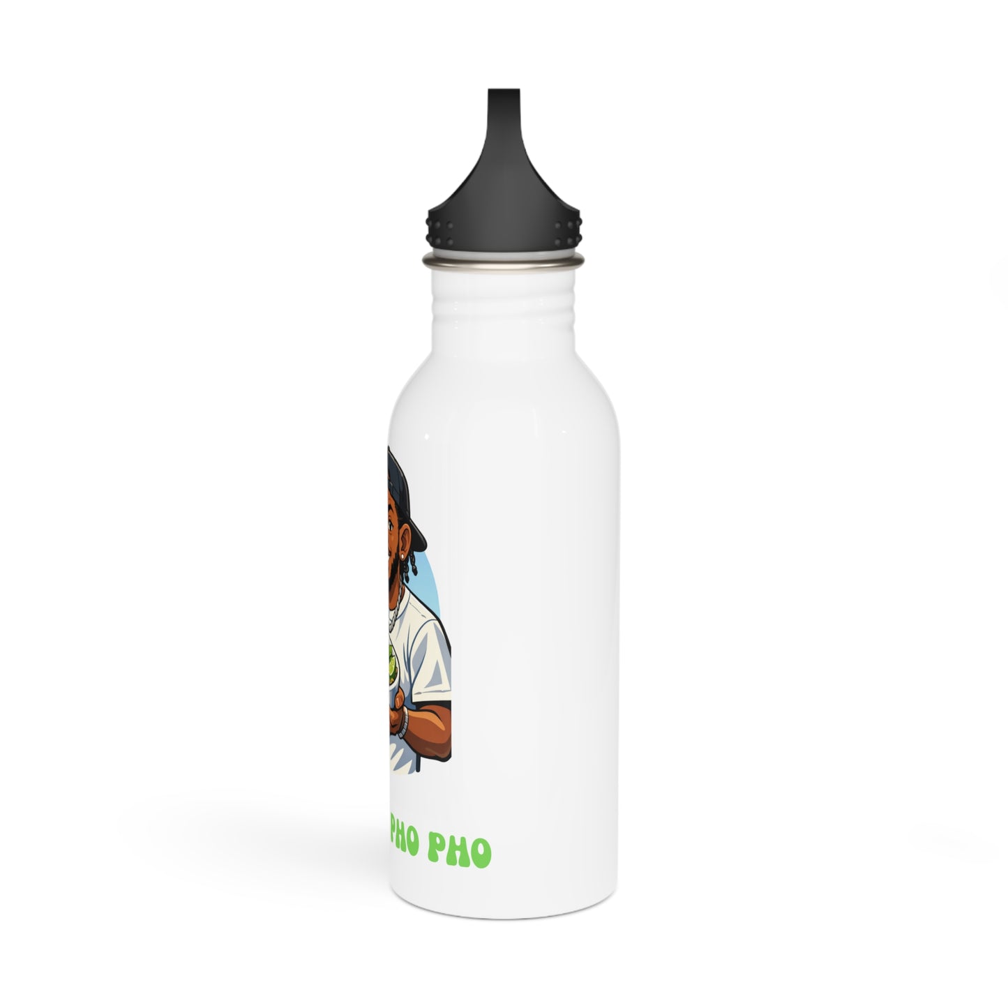 GA- Stainless Steel Water Bottle — 'Pho Pho Pho' Ramen Lover Illustration