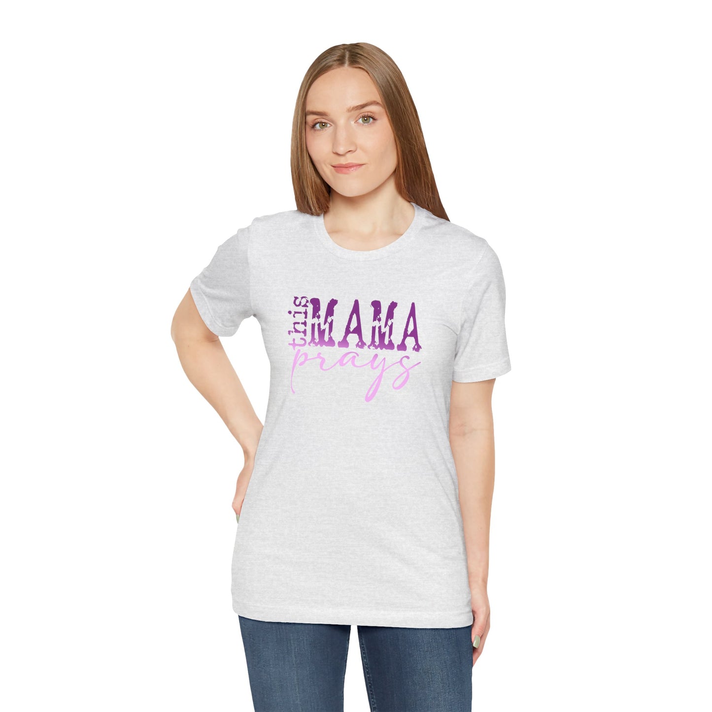 C- THIS MAMA PRAYS PURPLE Jersey Short Sleeve Tee