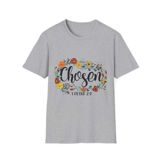 C- Chosen Floral T-Shirt — 1 Peter 2:9 Christian Tee