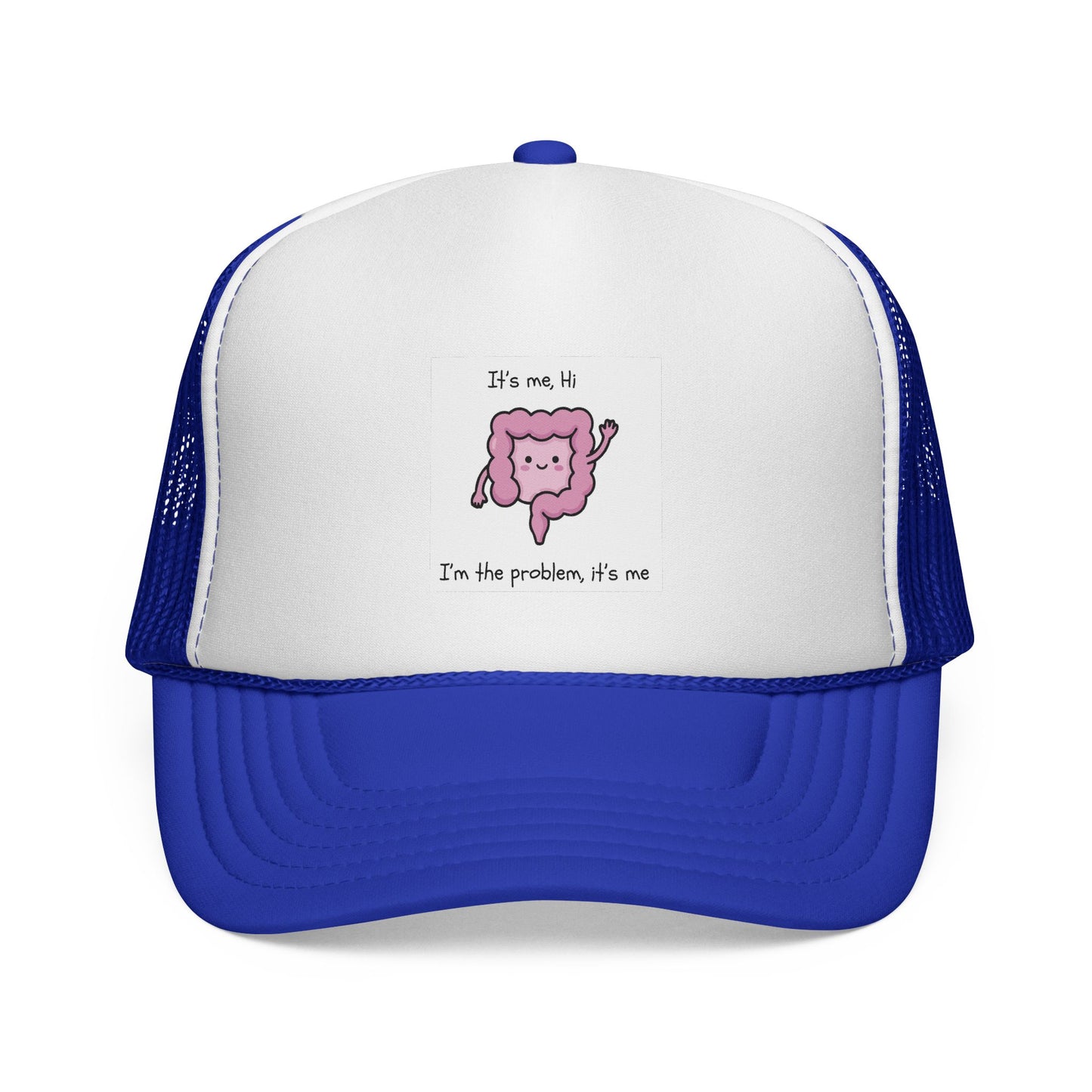 CAN- Trucker Cap — Cute Pink Colon  Cancer Cartoon "It's Me, Hi"  Hat