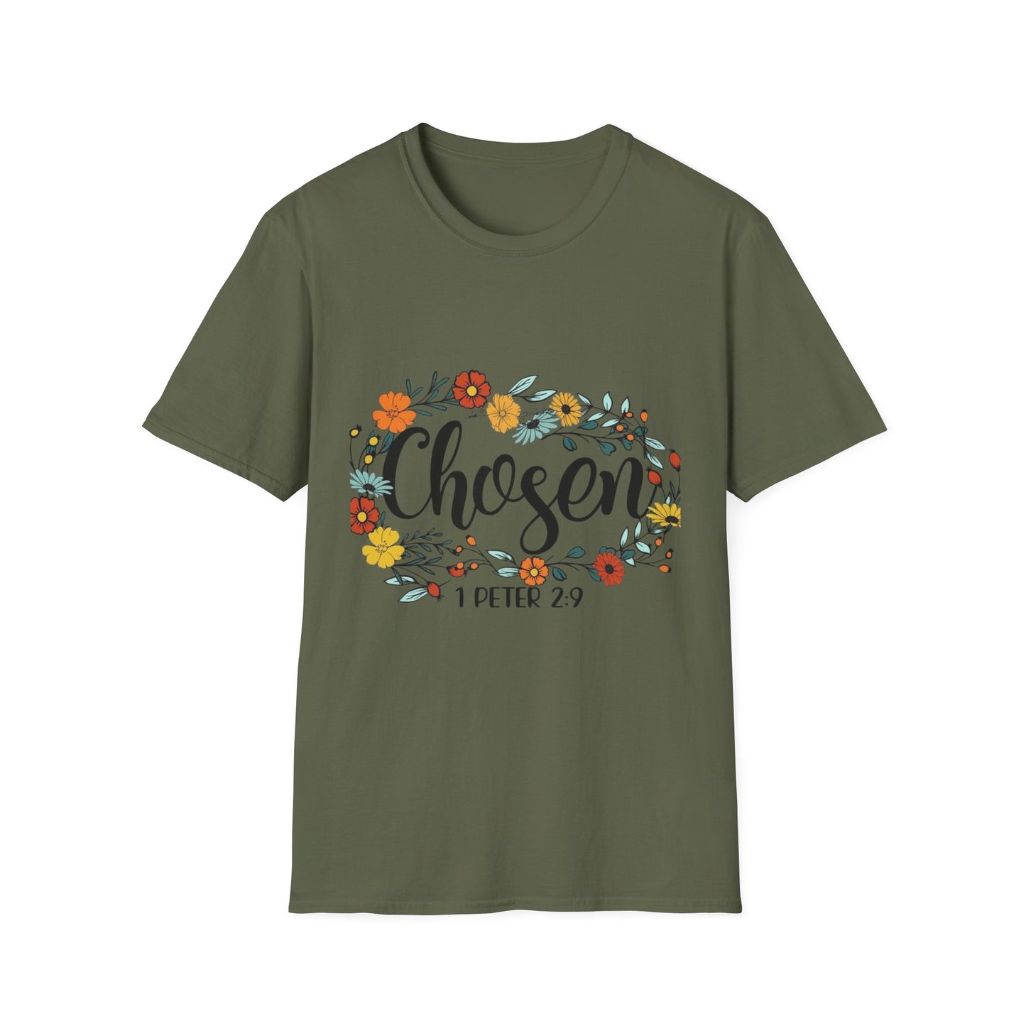 C- Chosen Floral T-Shirt — 1 Peter 2:9 Christian Tee