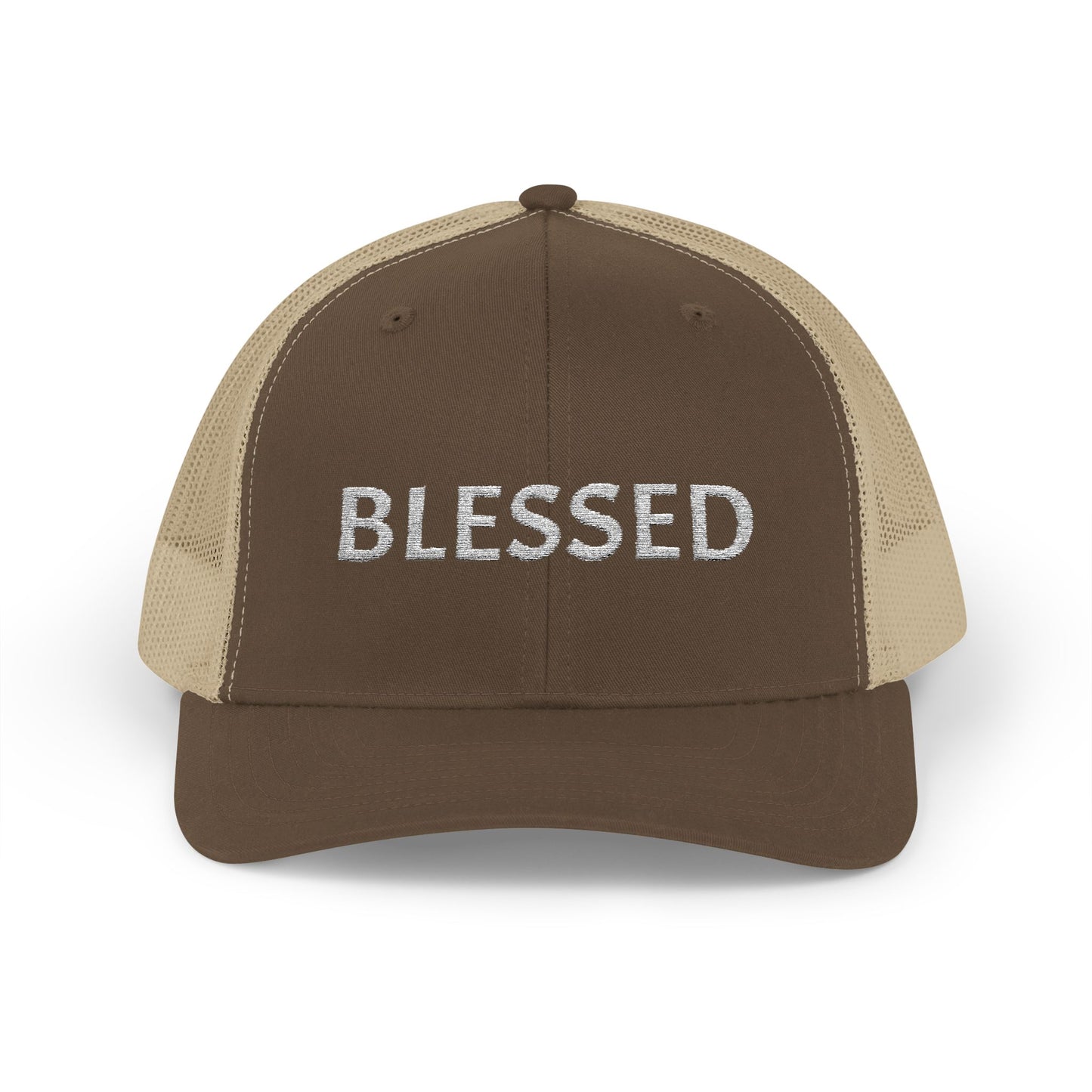 C- Blessed Trucker Cap — Embroidered 'BLESSED' Snapback Hat