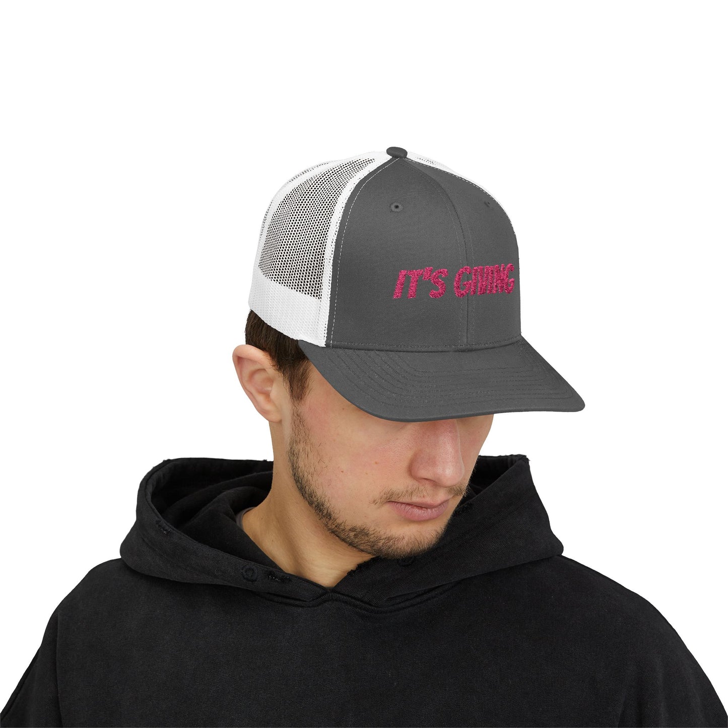 GA- It's Giving Snapback Trucker Hat — Graphic Mesh Baseball Cap