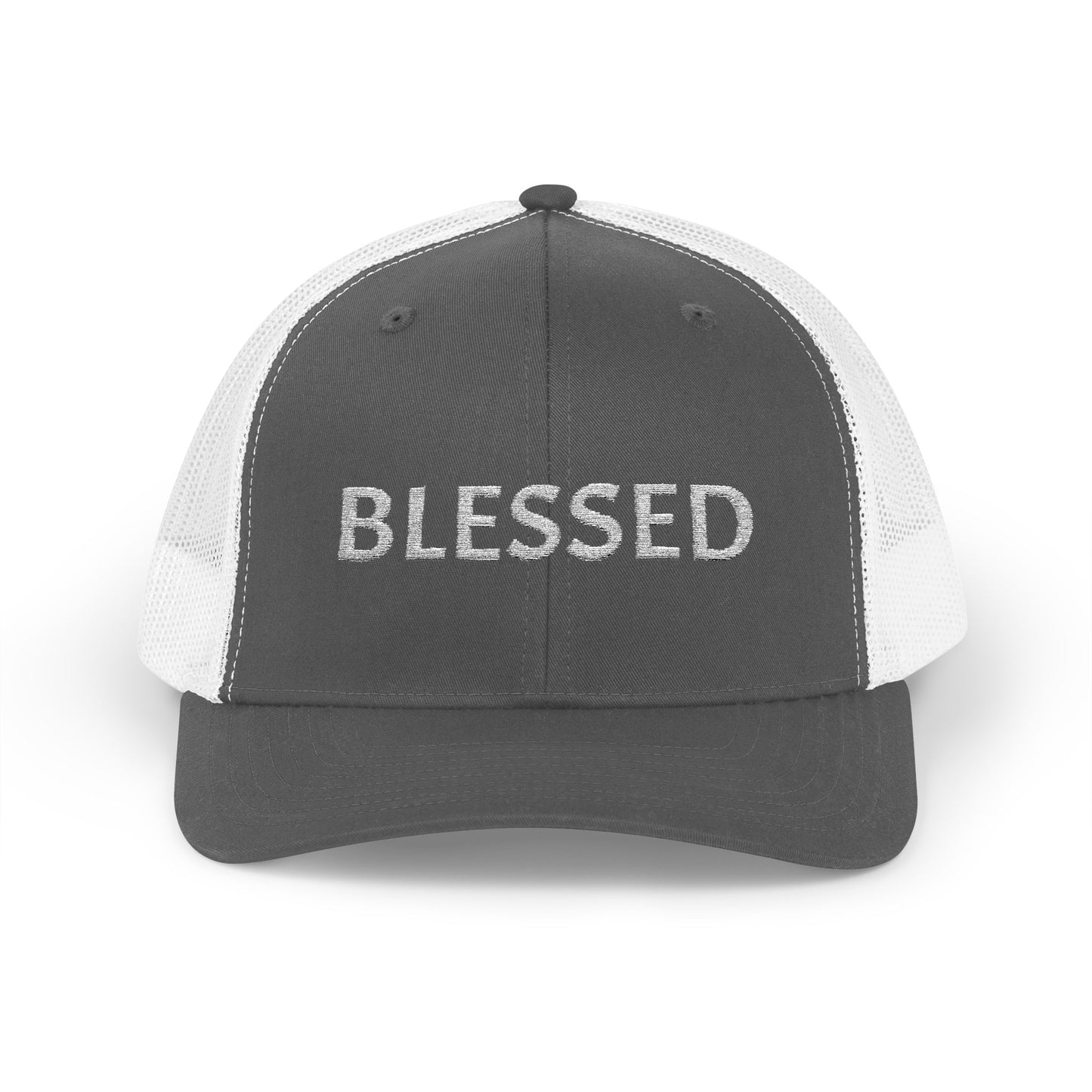 C- Blessed Trucker Cap — Embroidered 'BLESSED' Snapback Hat