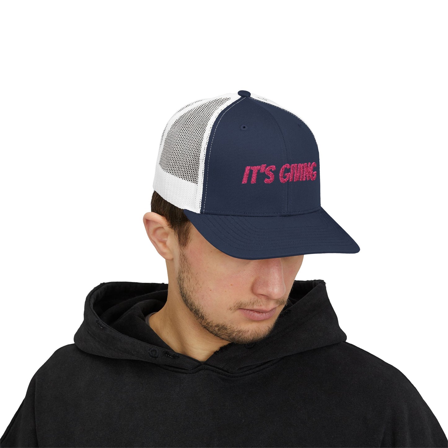 GA- It's Giving Snapback Trucker Hat — Graphic Mesh Baseball Cap