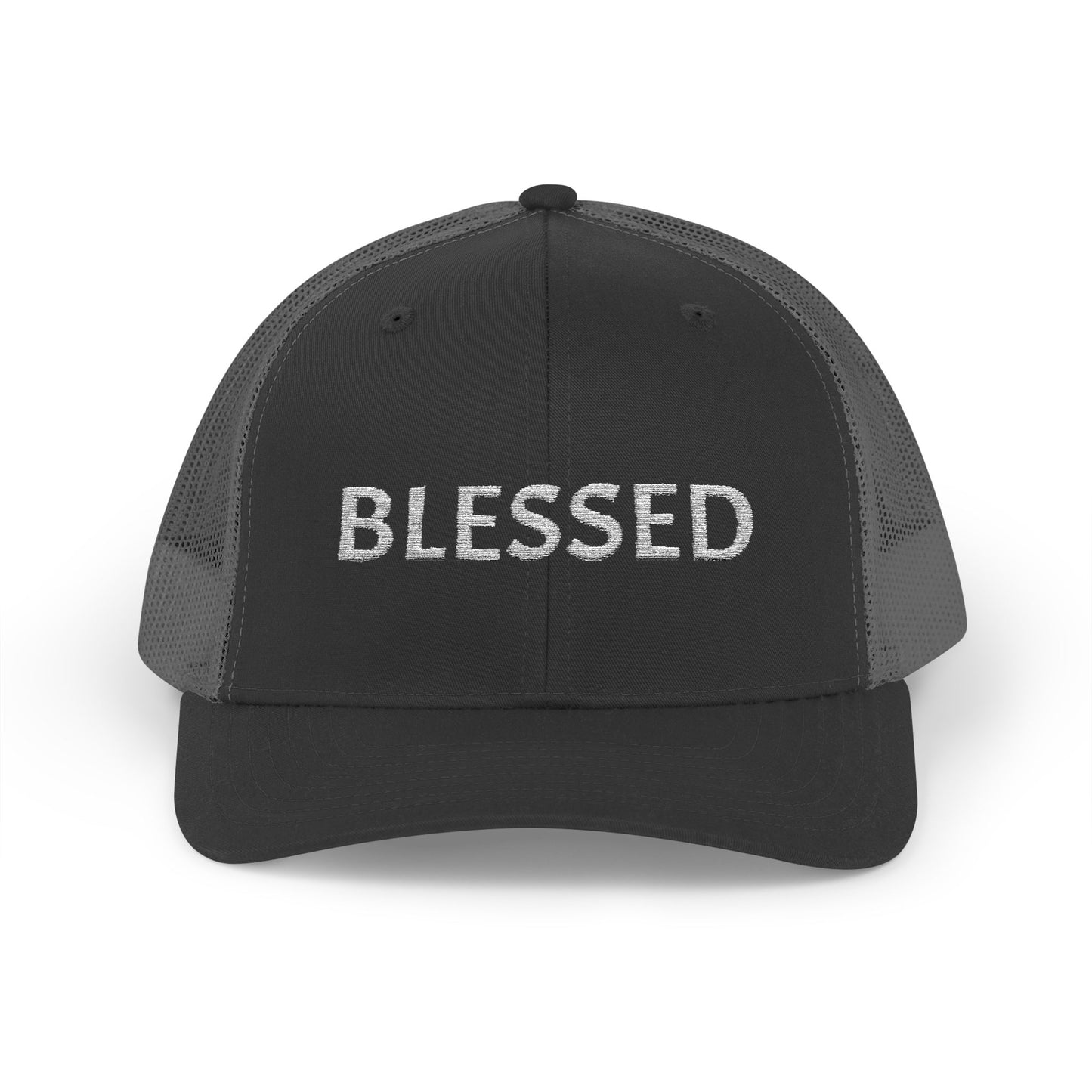 C- Blessed Trucker Cap — Embroidered 'BLESSED' Snapback Hat