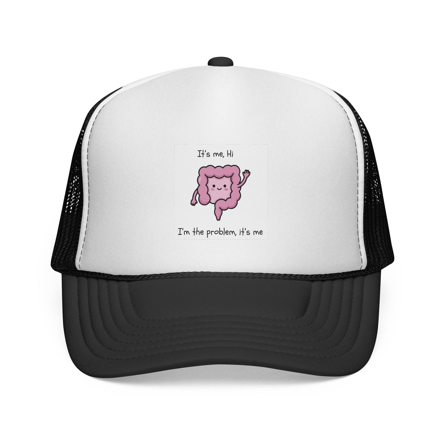 CAN- Trucker Cap — Cute Pink Colon  Cancer Cartoon "It's Me, Hi"  Hat