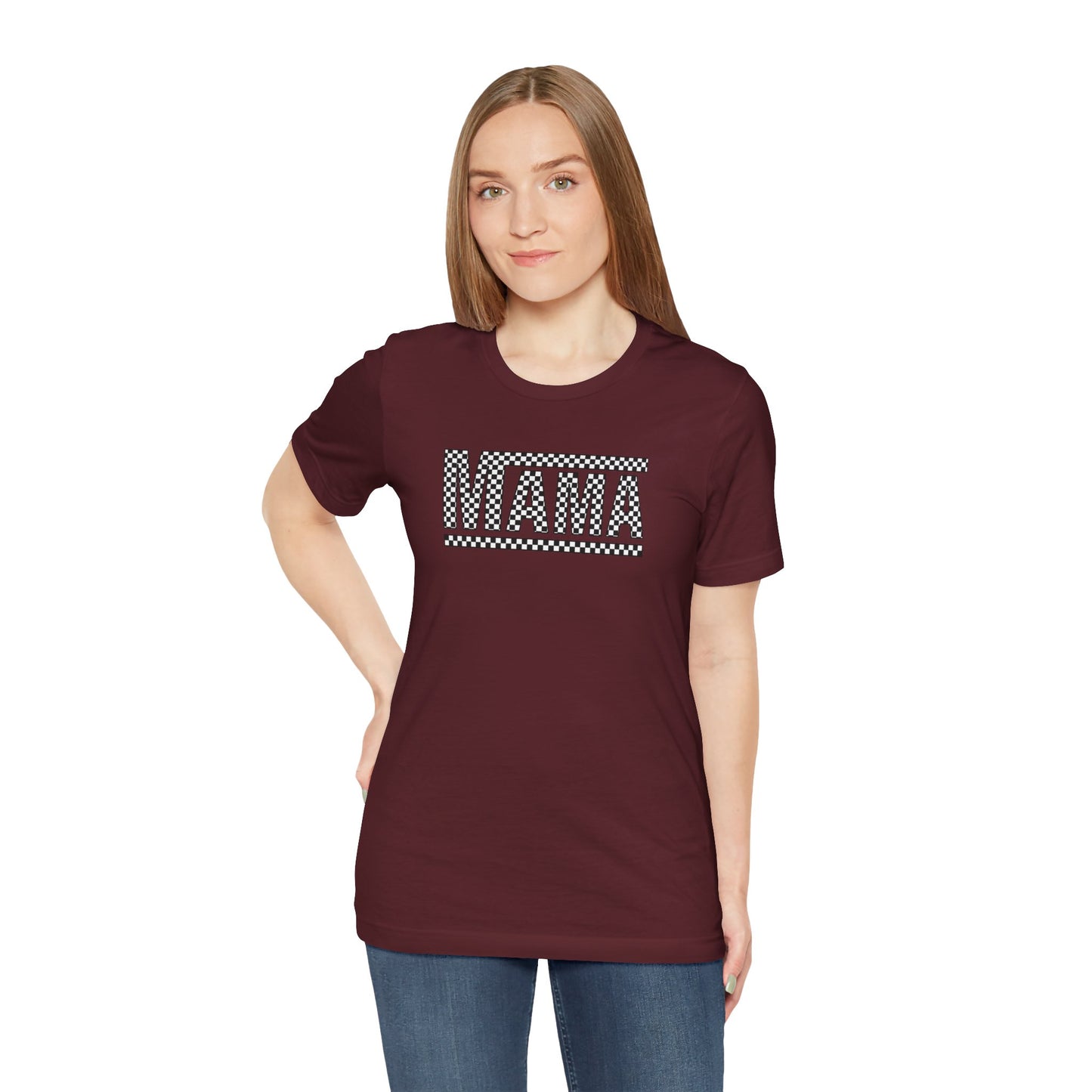 M- MAMA CHECKERED Jersey Short Sleeve Tee