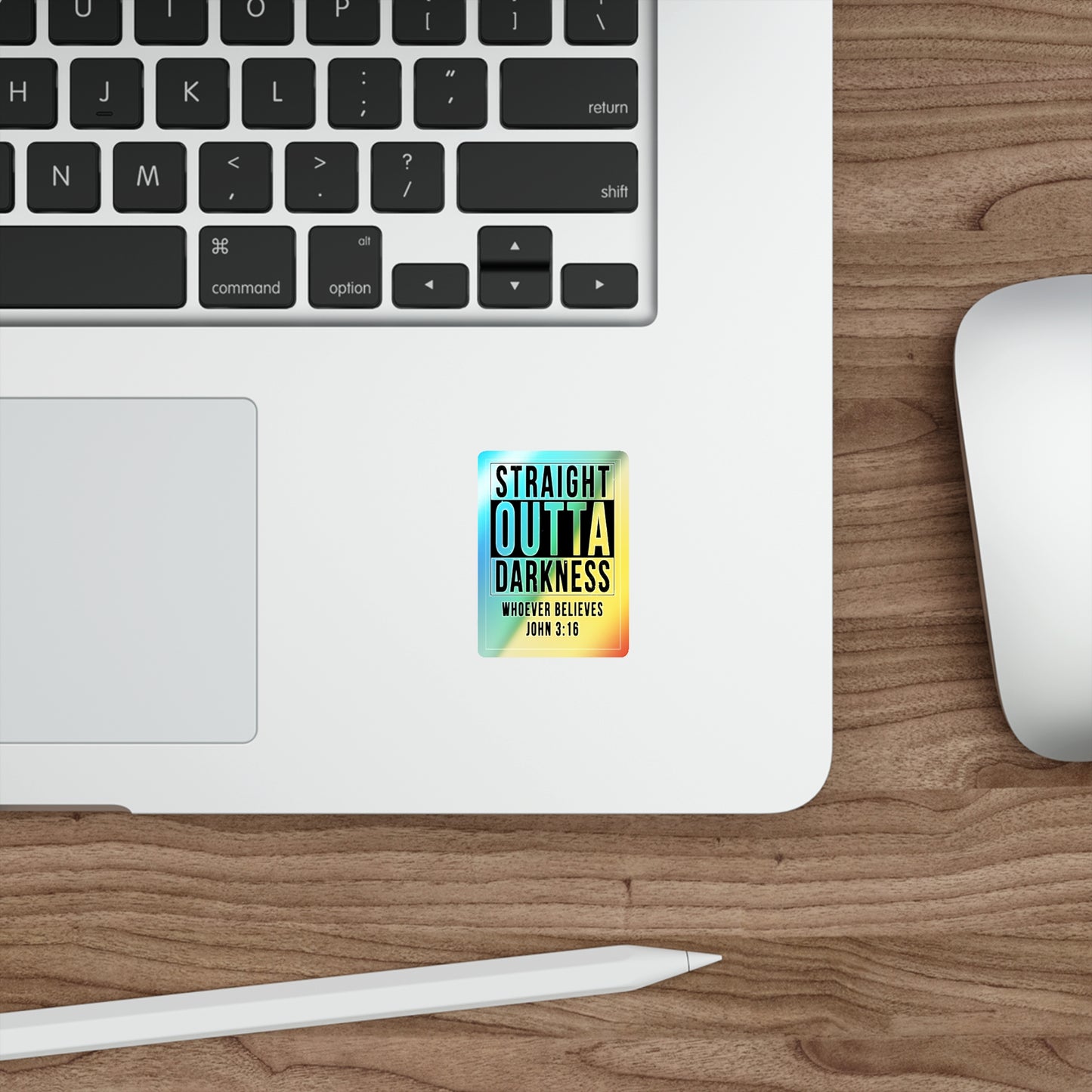 C- Holographic Sticker — "Straight Outta Darkness" John 3:16 Die-Cut