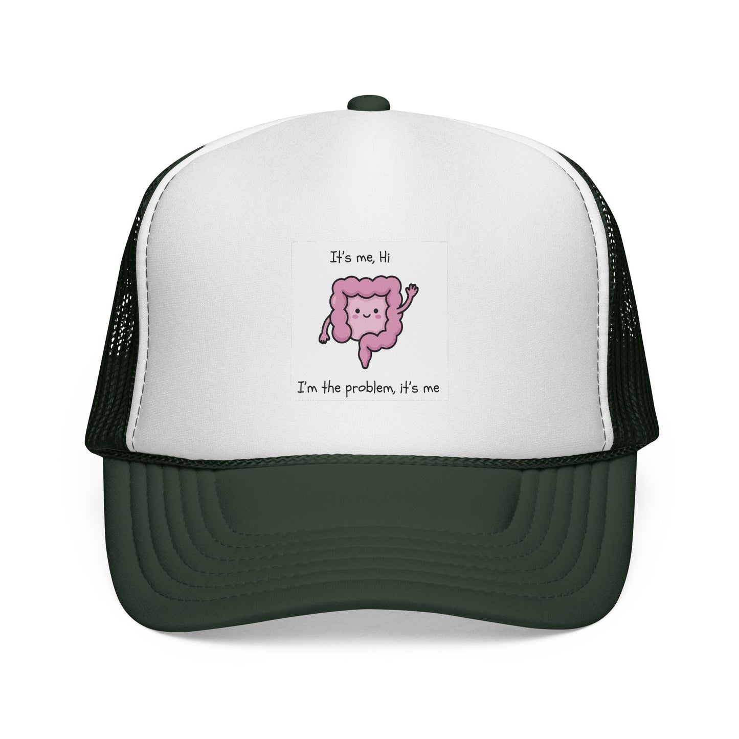 CAN- Trucker Cap — Cute Pink Colon  Cancer Cartoon "It's Me, Hi"  Hat