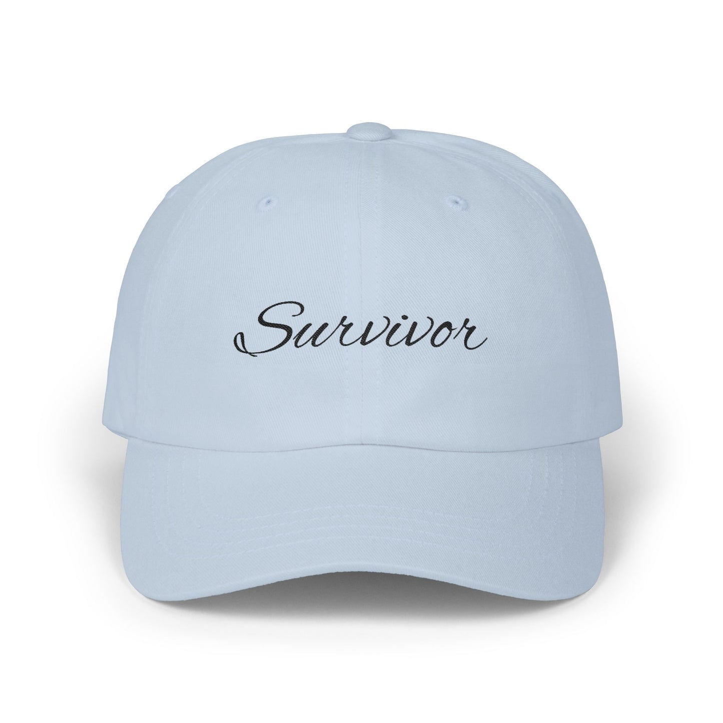 CAN- Survivor Embroidered Dad Cap — White Inspirational Baseball Hat