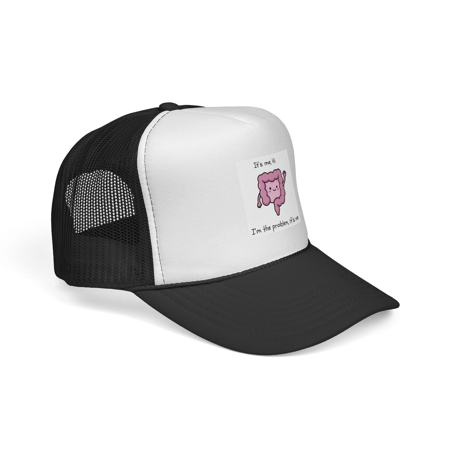 CAN- Trucker Cap — Cute Pink Colon  Cancer Cartoon "It's Me, Hi"  Hat