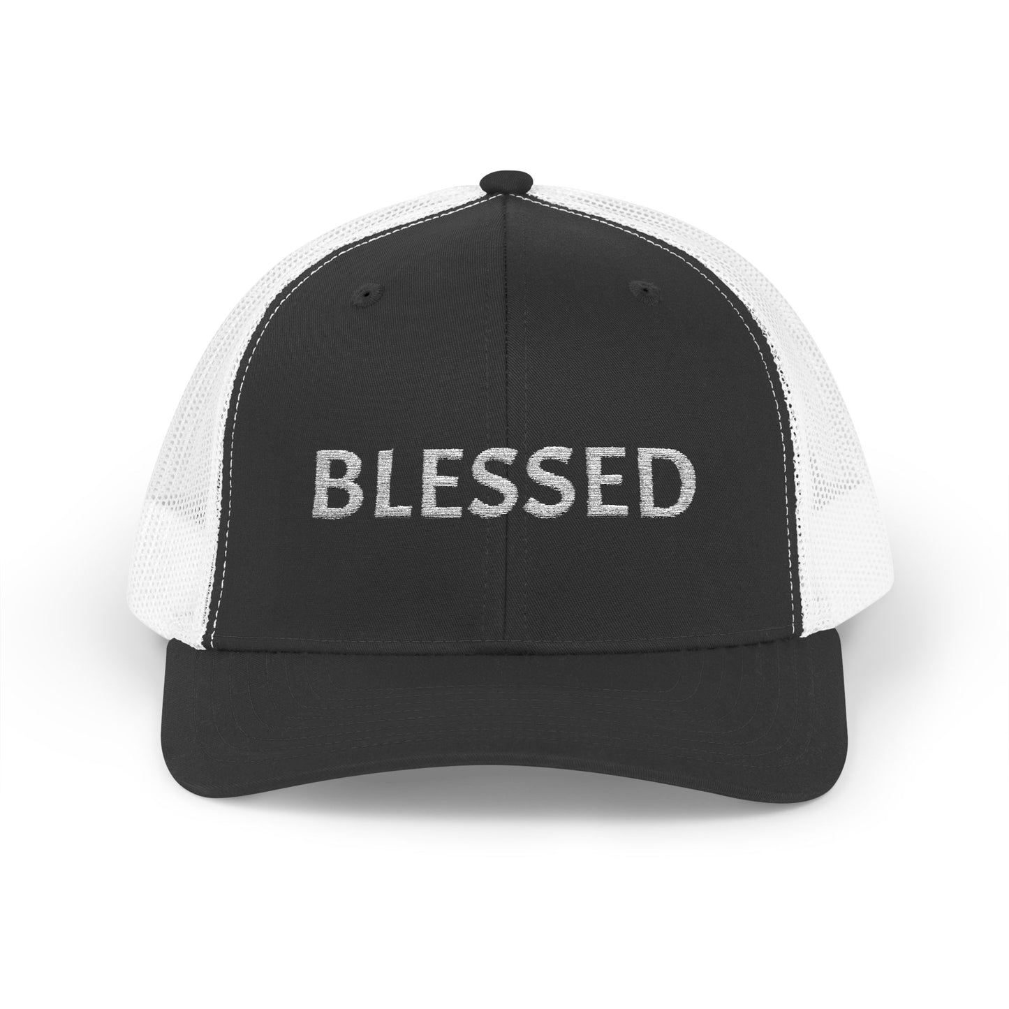 C- Blessed Trucker Cap — Embroidered 'BLESSED' Snapback Hat