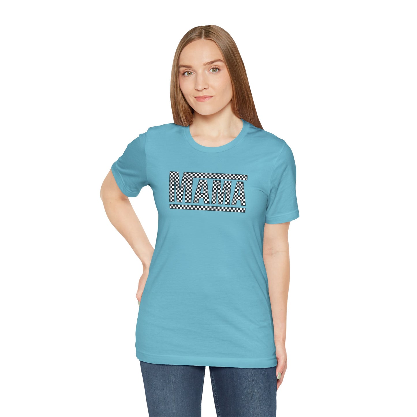 M- MAMA CHECKERED Jersey Short Sleeve Tee