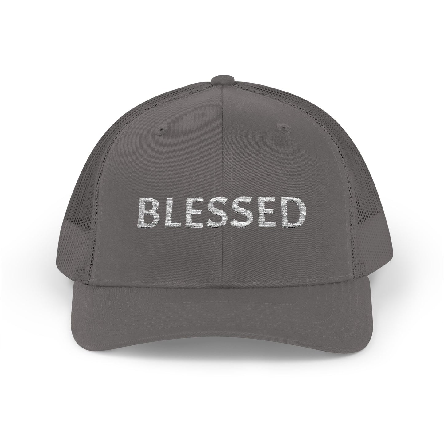 C- Blessed Trucker Cap — Embroidered 'BLESSED' Snapback Hat