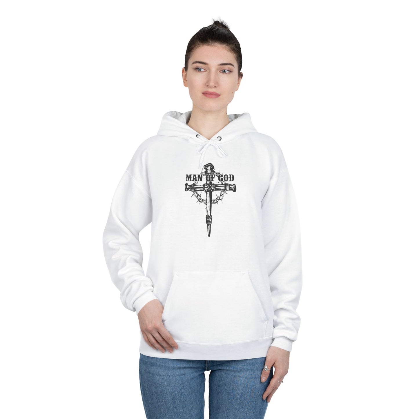 C- Christian Cross Graphic Hoodie — "Man of God" Pullover