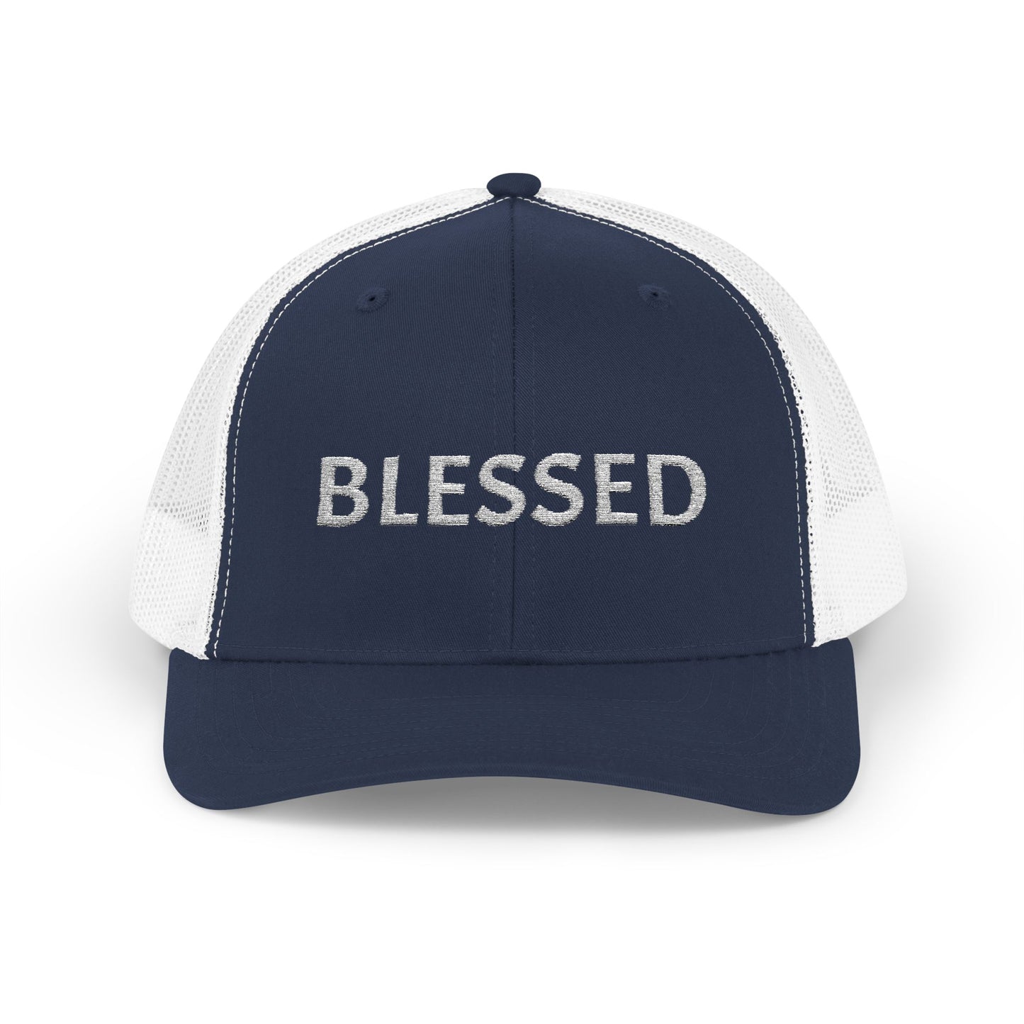 C- Blessed Trucker Cap — Embroidered 'BLESSED' Snapback Hat