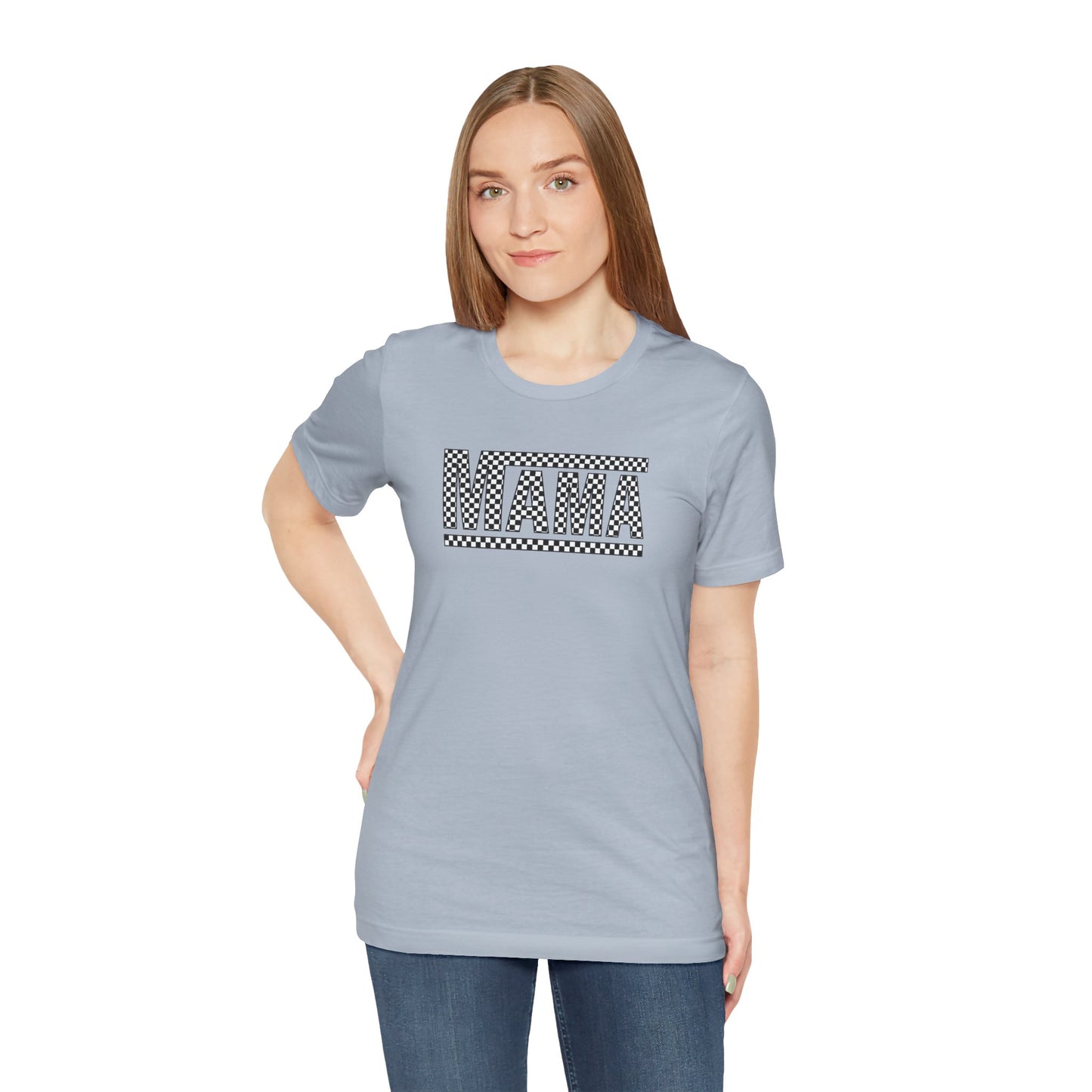 M- MAMA CHECKERED Jersey Short Sleeve Tee