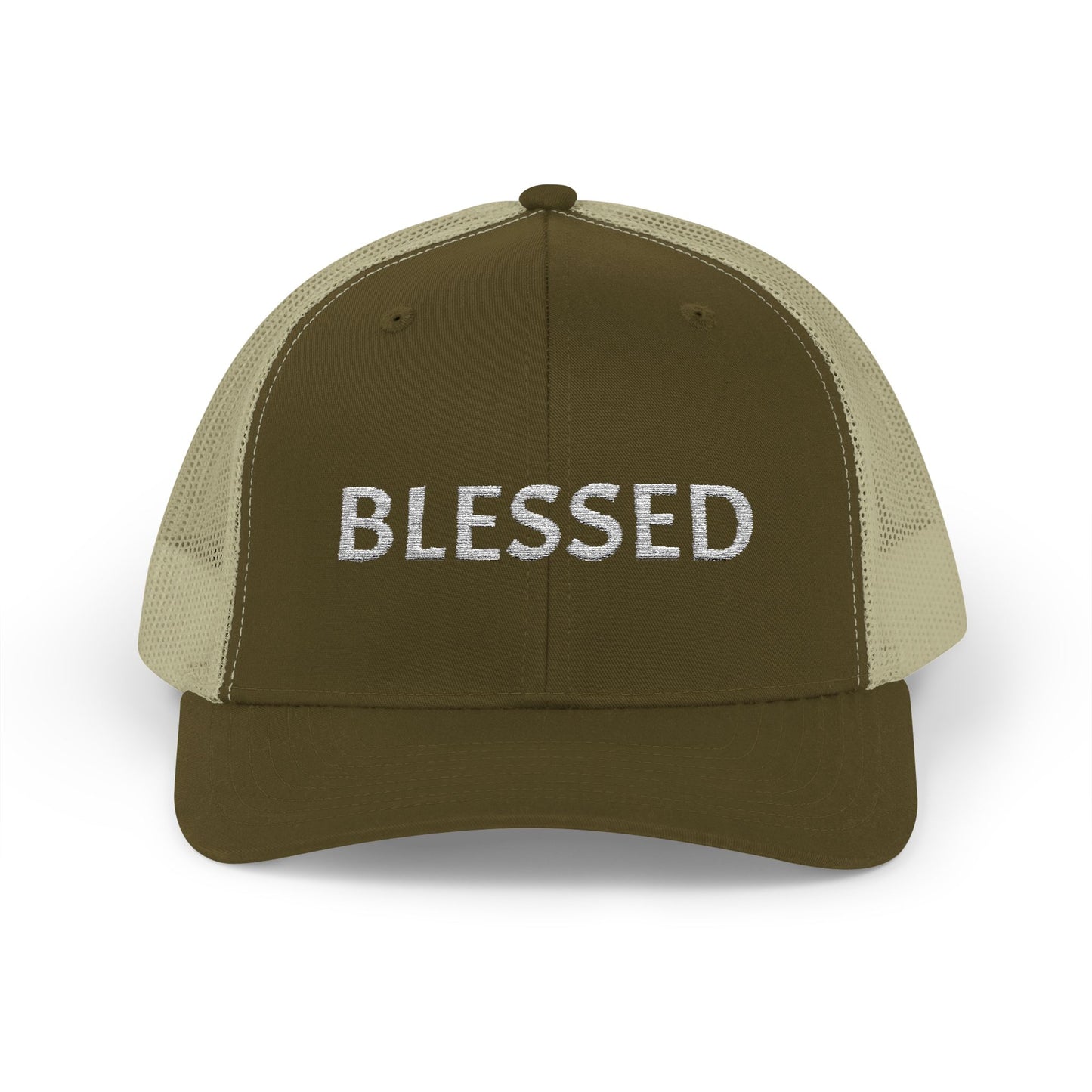 C- Blessed Trucker Cap — Embroidered 'BLESSED' Snapback Hat