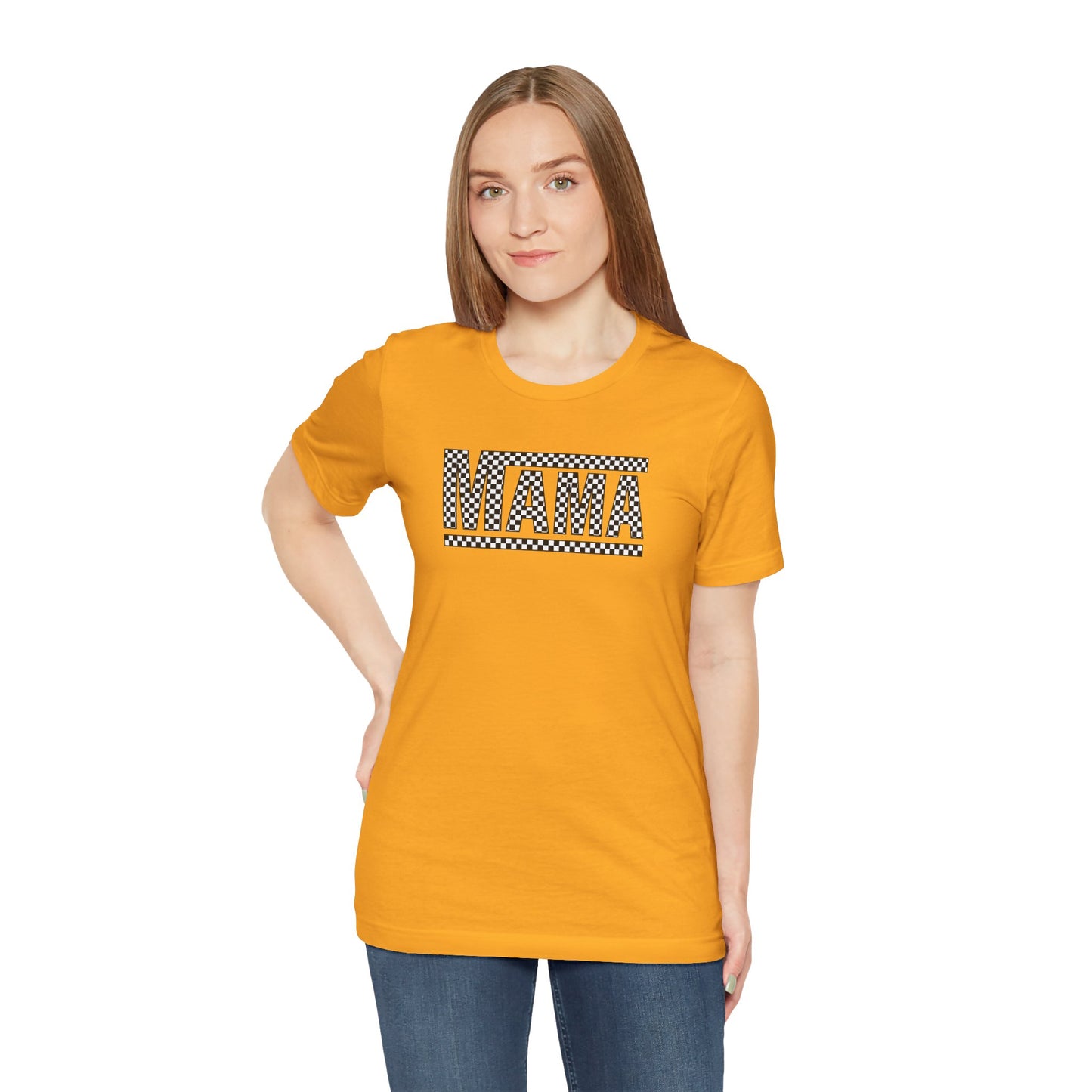 M- MAMA CHECKERED Jersey Short Sleeve Tee