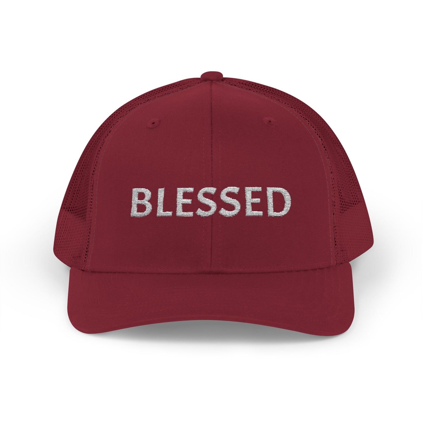 C- Blessed Trucker Cap — Embroidered 'BLESSED' Snapback Hat