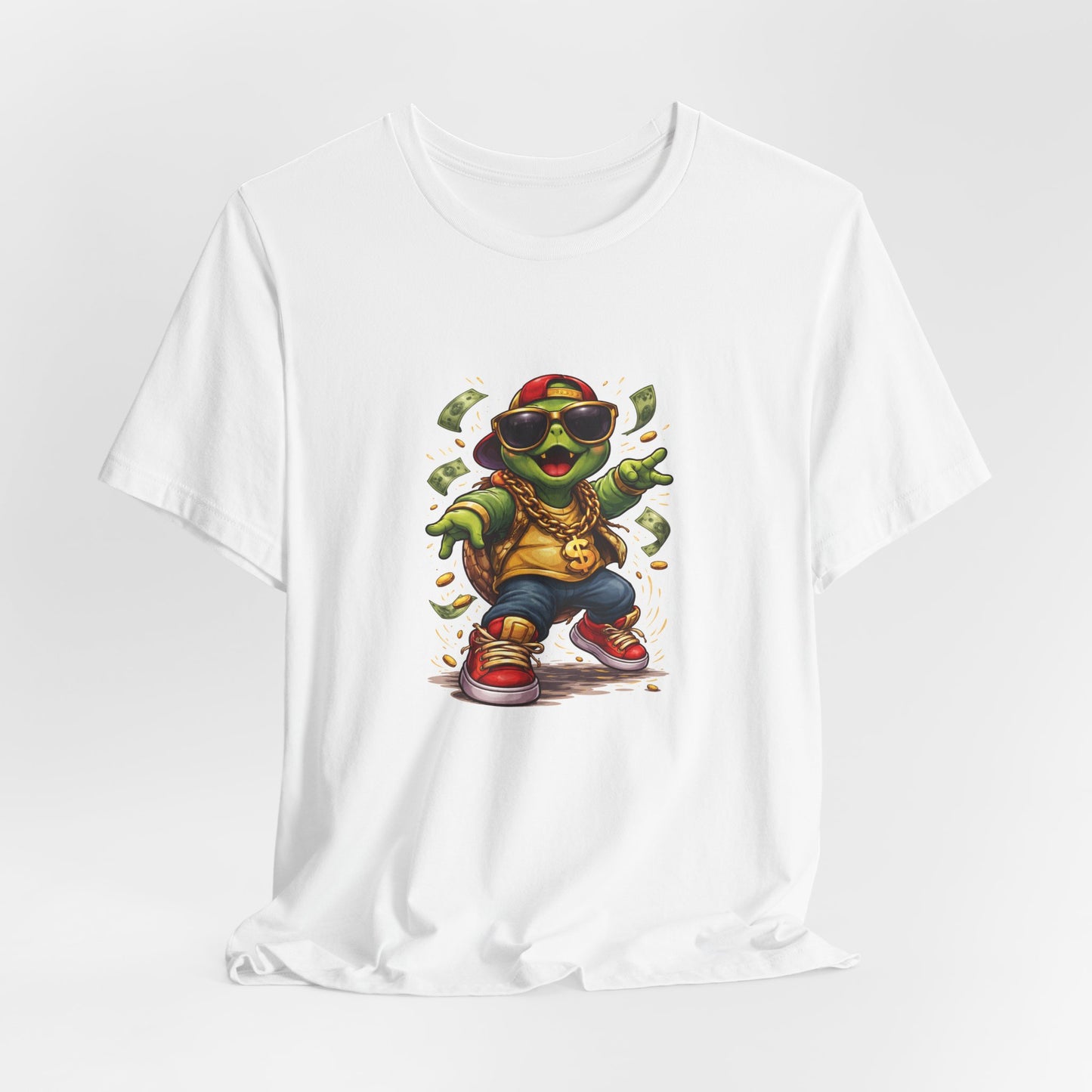 GA- Money Turtle Graphic Tee — Cool Hip-Hop Turtle with Sunglasses and Cash