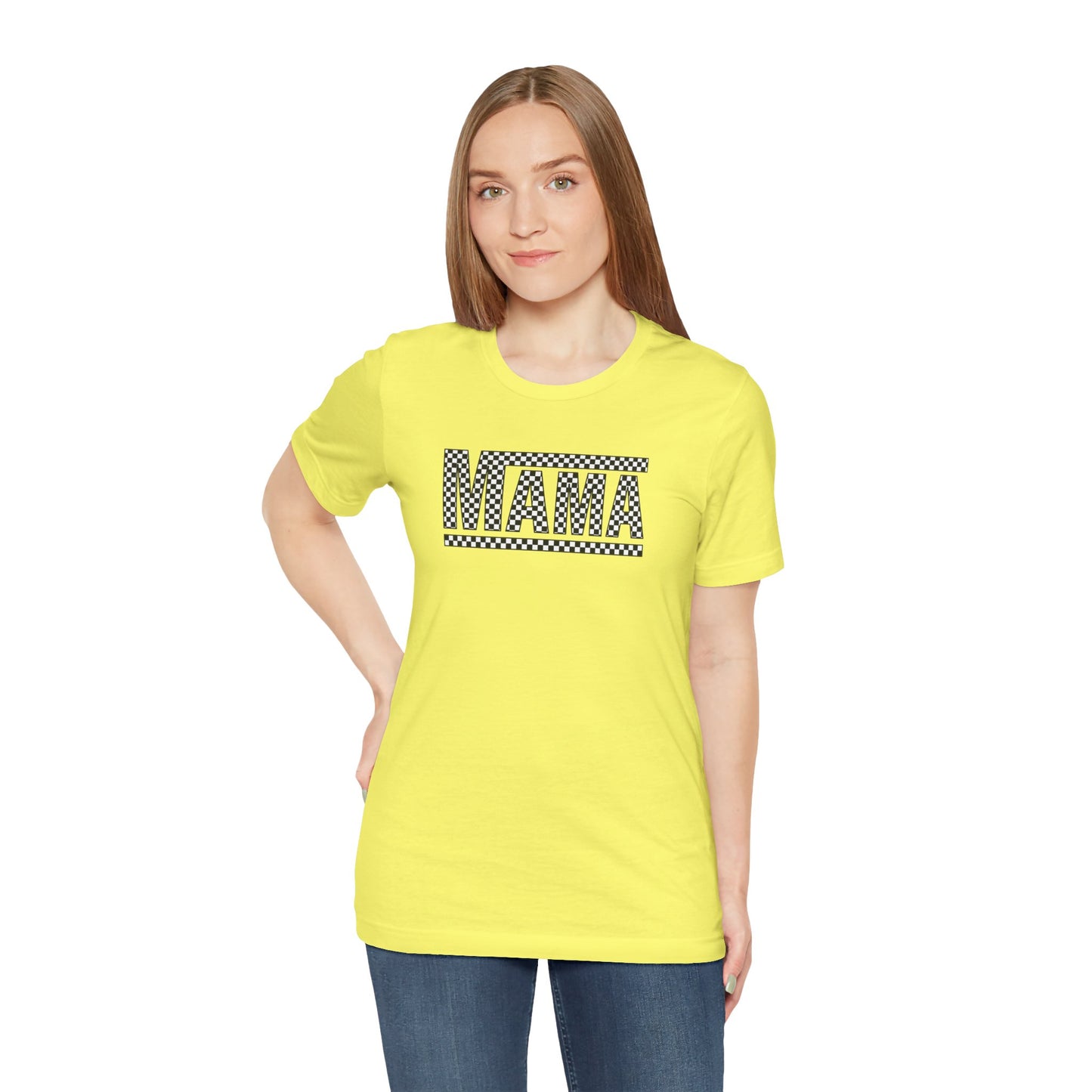 M- MAMA CHECKERED Jersey Short Sleeve Tee