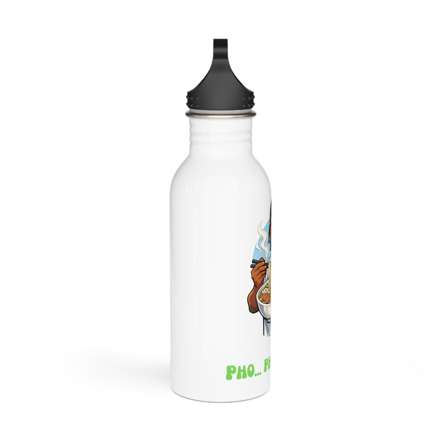GA- Stainless Steel Water Bottle — 'Pho Pho Pho' Ramen Lover Illustration