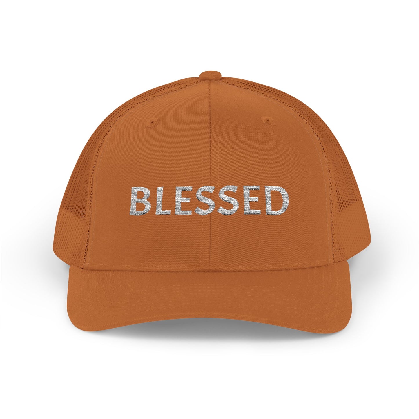 C- Blessed Trucker Cap — Embroidered 'BLESSED' Snapback Hat