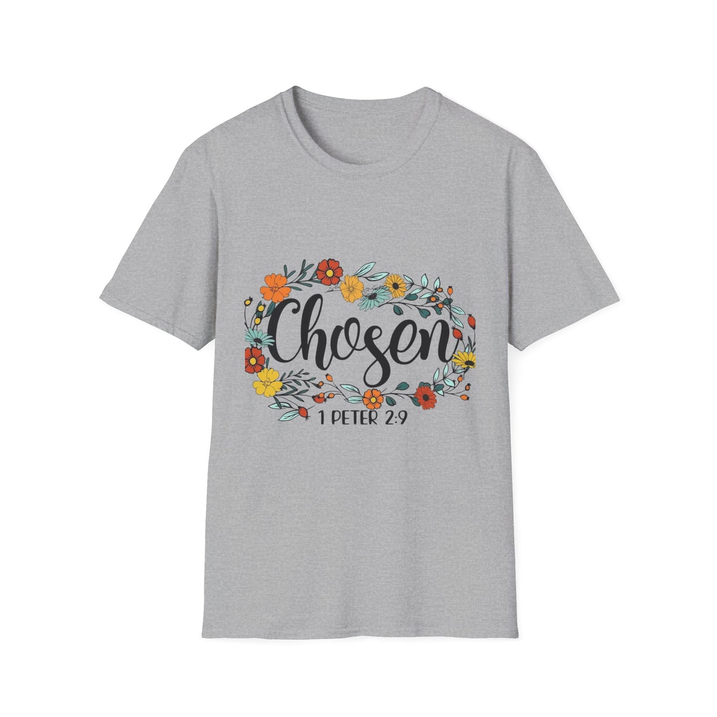 C- Chosen Floral T-Shirt — 1 Peter 2:9 Christian Tee