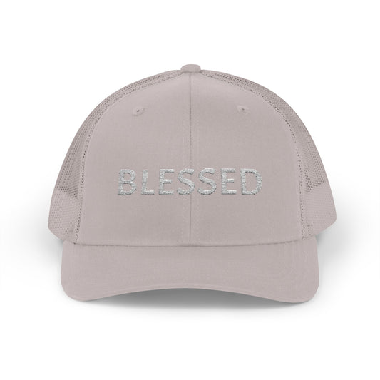 C- Blessed Trucker Cap — Embroidered 'BLESSED' Snapback Hat
