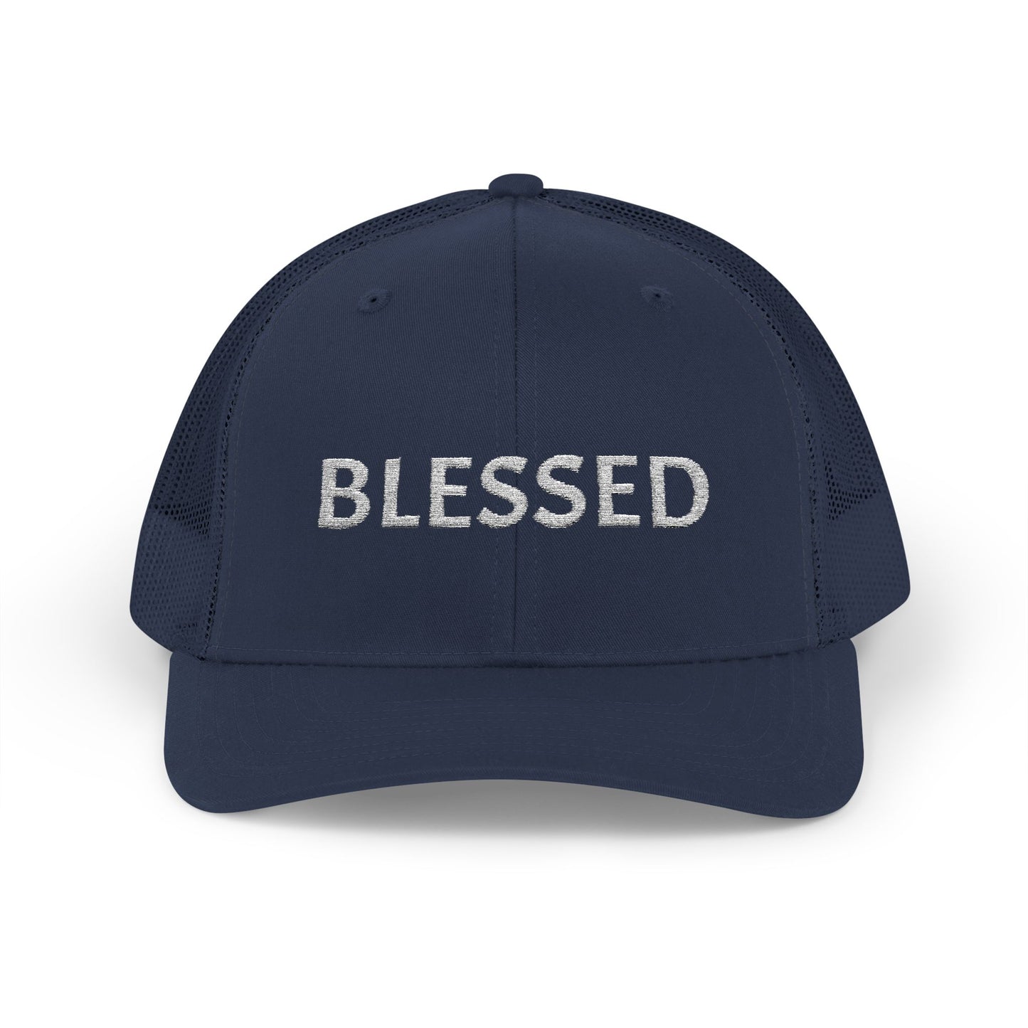 C- Blessed Trucker Cap — Embroidered 'BLESSED' Snapback Hat