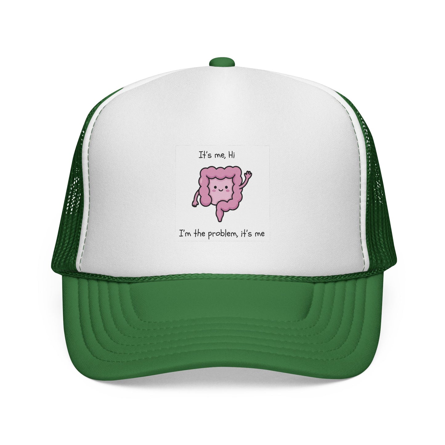 CAN- Trucker Cap — Cute Pink Colon  Cancer Cartoon "It's Me, Hi"  Hat