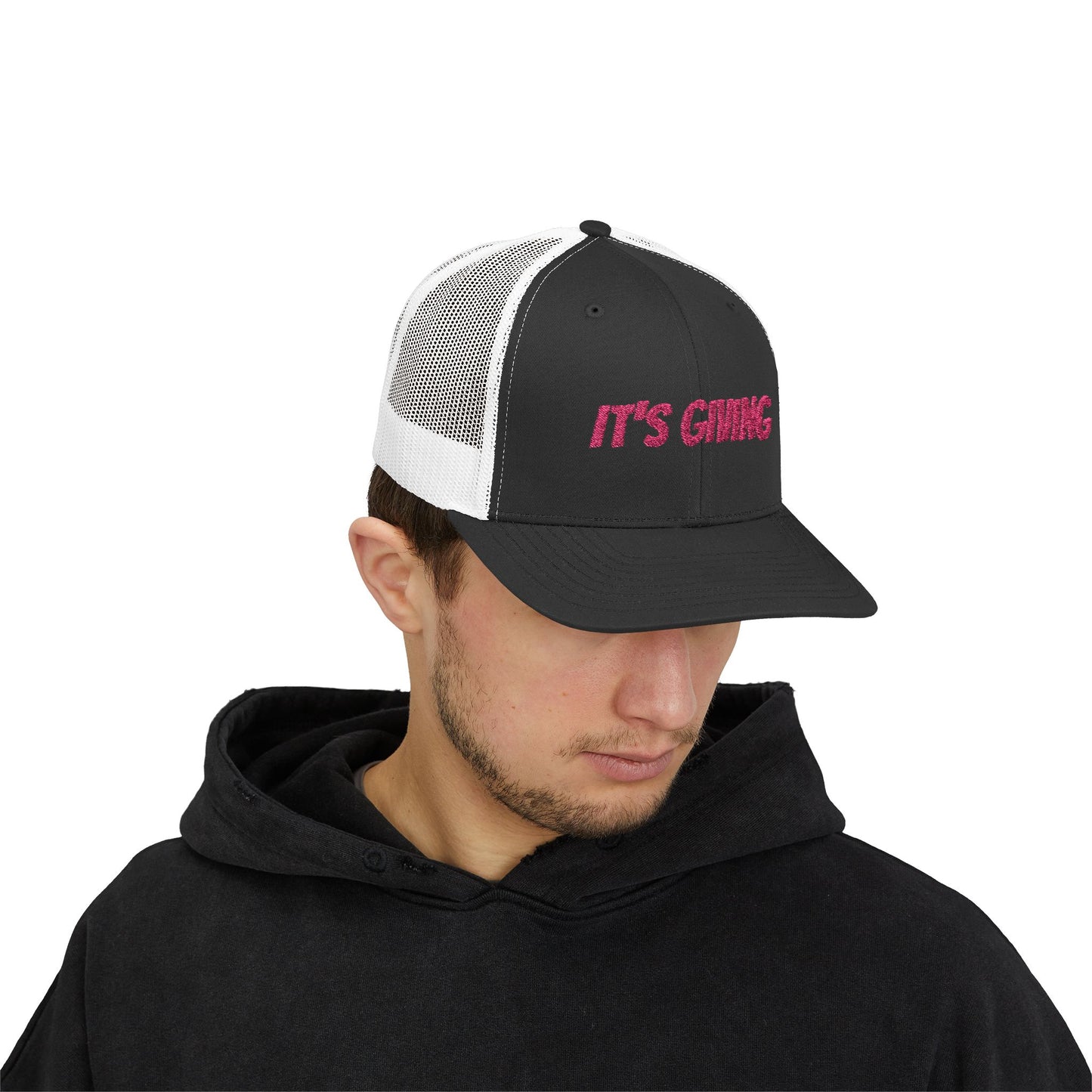 GA- It's Giving Snapback Trucker Hat — Graphic Mesh Baseball Cap