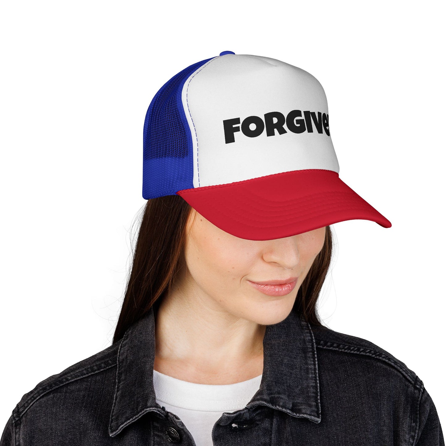 C- Forgiven Trucker Cap — Christian Faith Message Mesh Hat