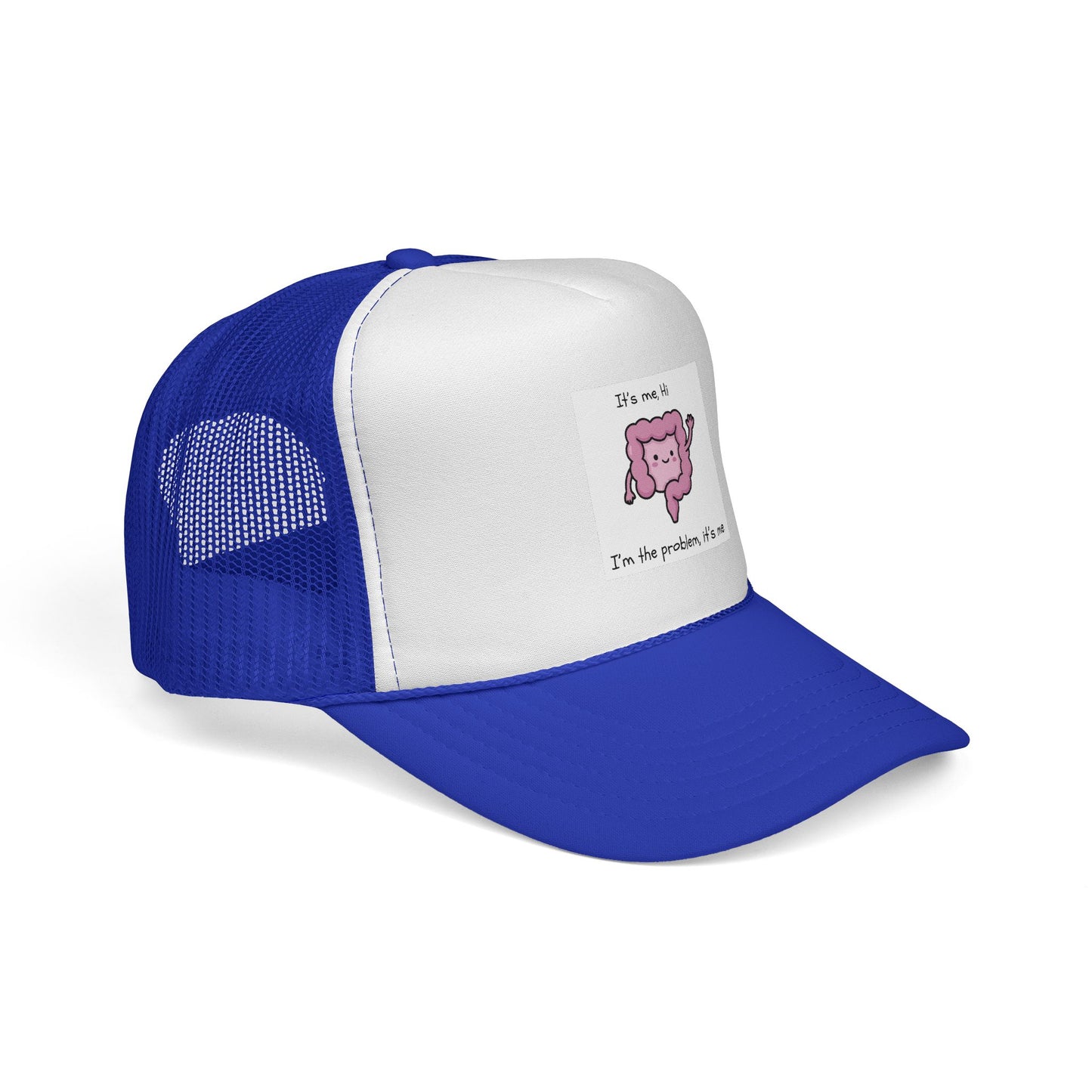 CAN- Trucker Cap — Cute Pink Colon  Cancer Cartoon "It's Me, Hi"  Hat