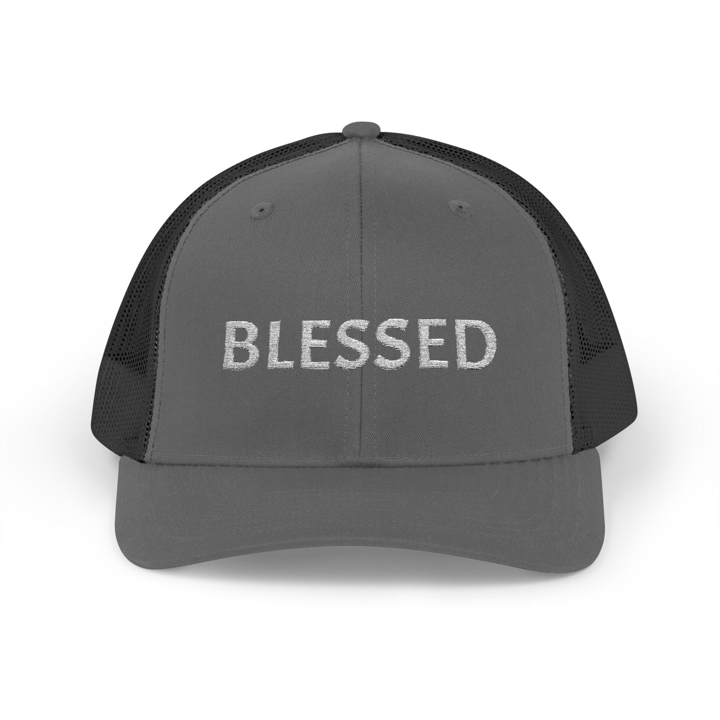 C- Blessed Trucker Cap — Embroidered 'BLESSED' Snapback Hat