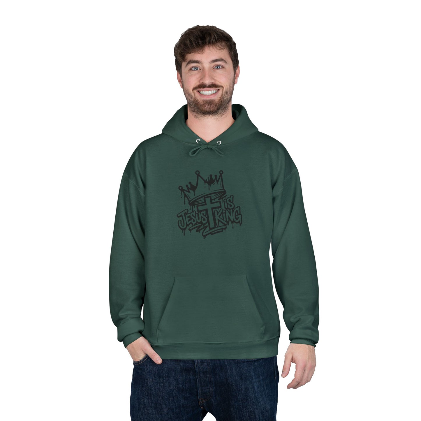 C- Jesus Is King Hoodie — Christian Crown Graphic Pullover