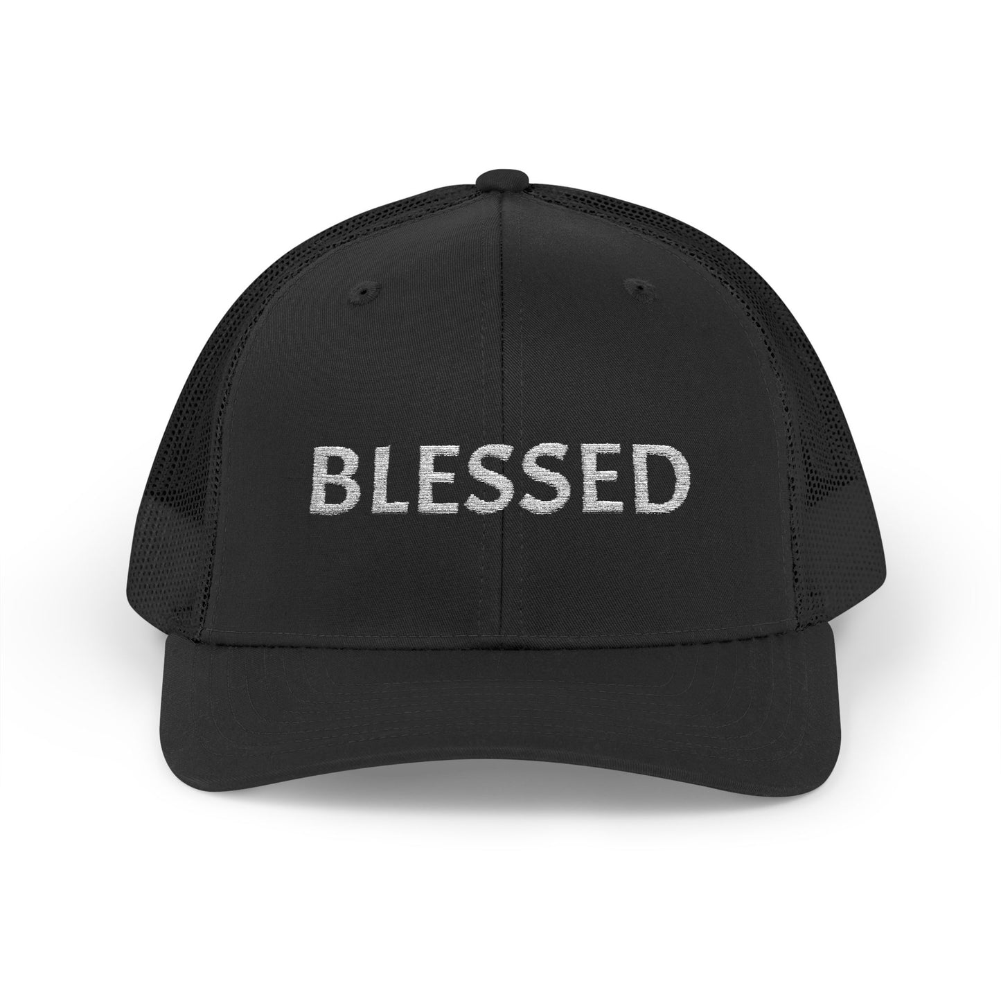 C- Blessed Trucker Cap — Embroidered 'BLESSED' Snapback Hat