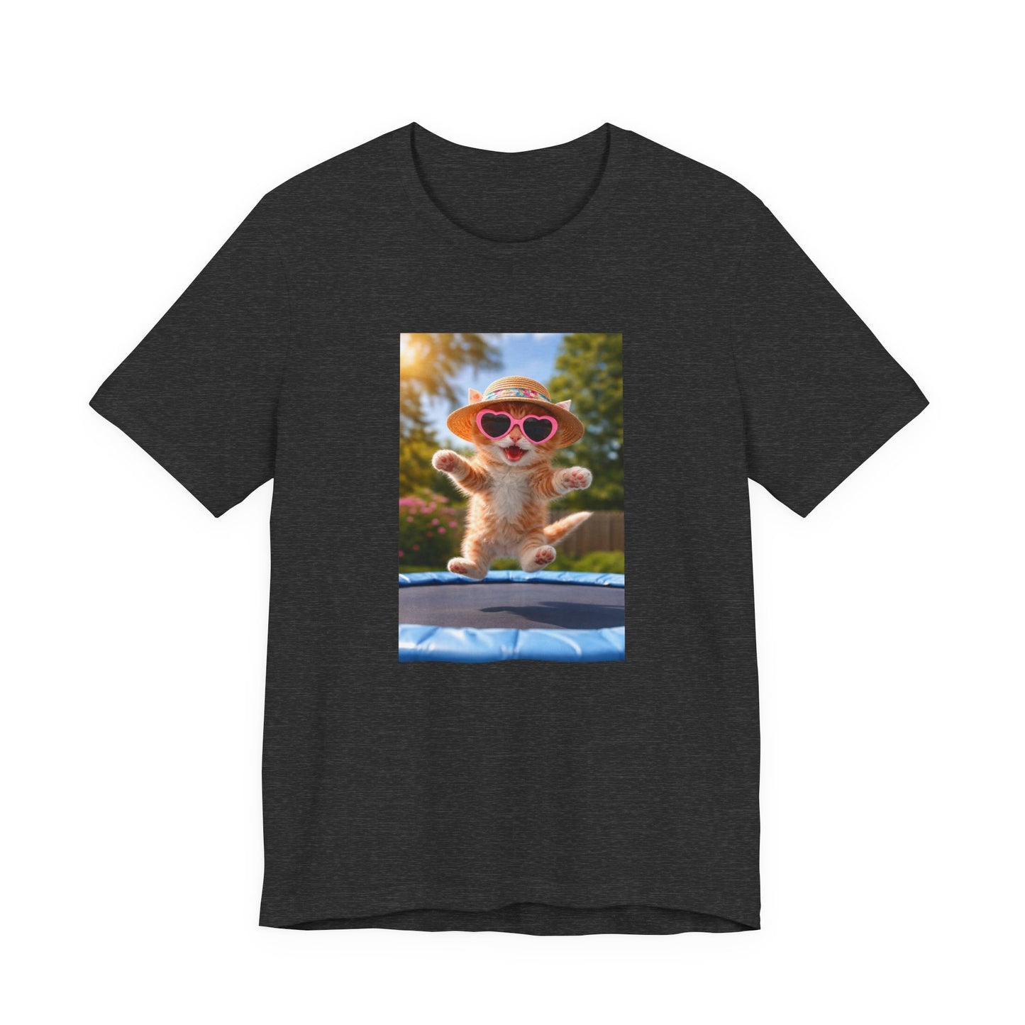 GA- Cute Cat  Tee — Kitten with Sunglasses & Straw Hat T-Shirt