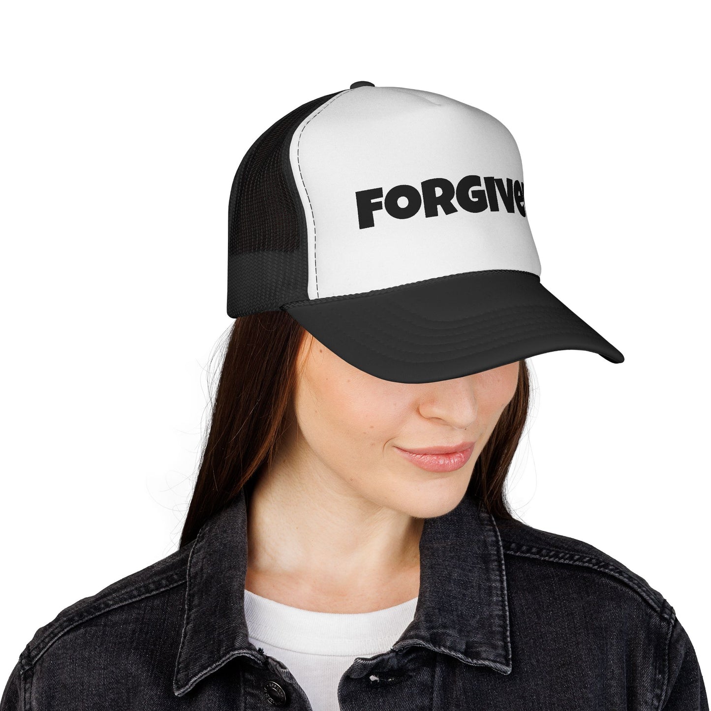 C- Forgiven Trucker Cap — Christian Faith Message Mesh Hat