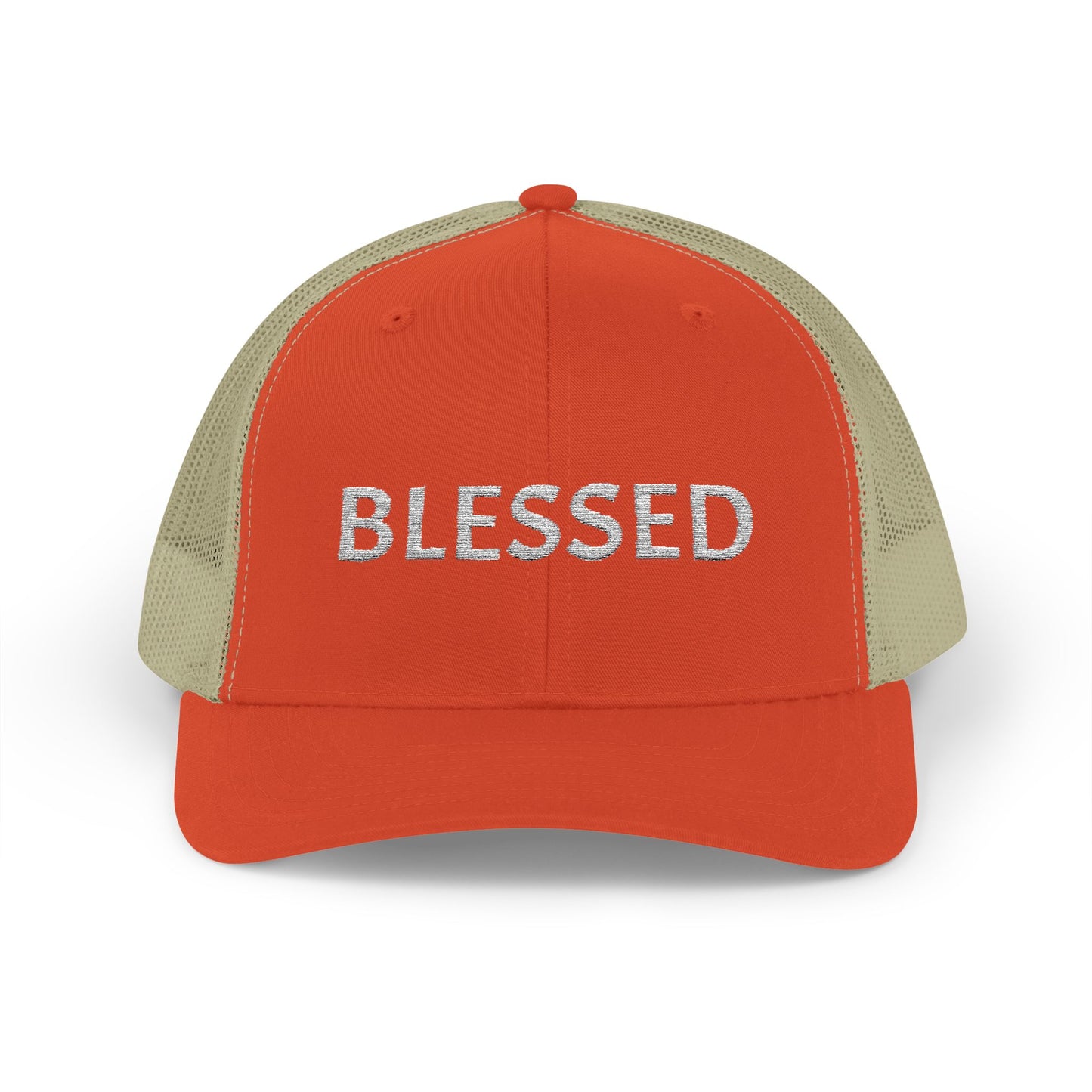C- Blessed Trucker Cap — Embroidered 'BLESSED' Snapback Hat