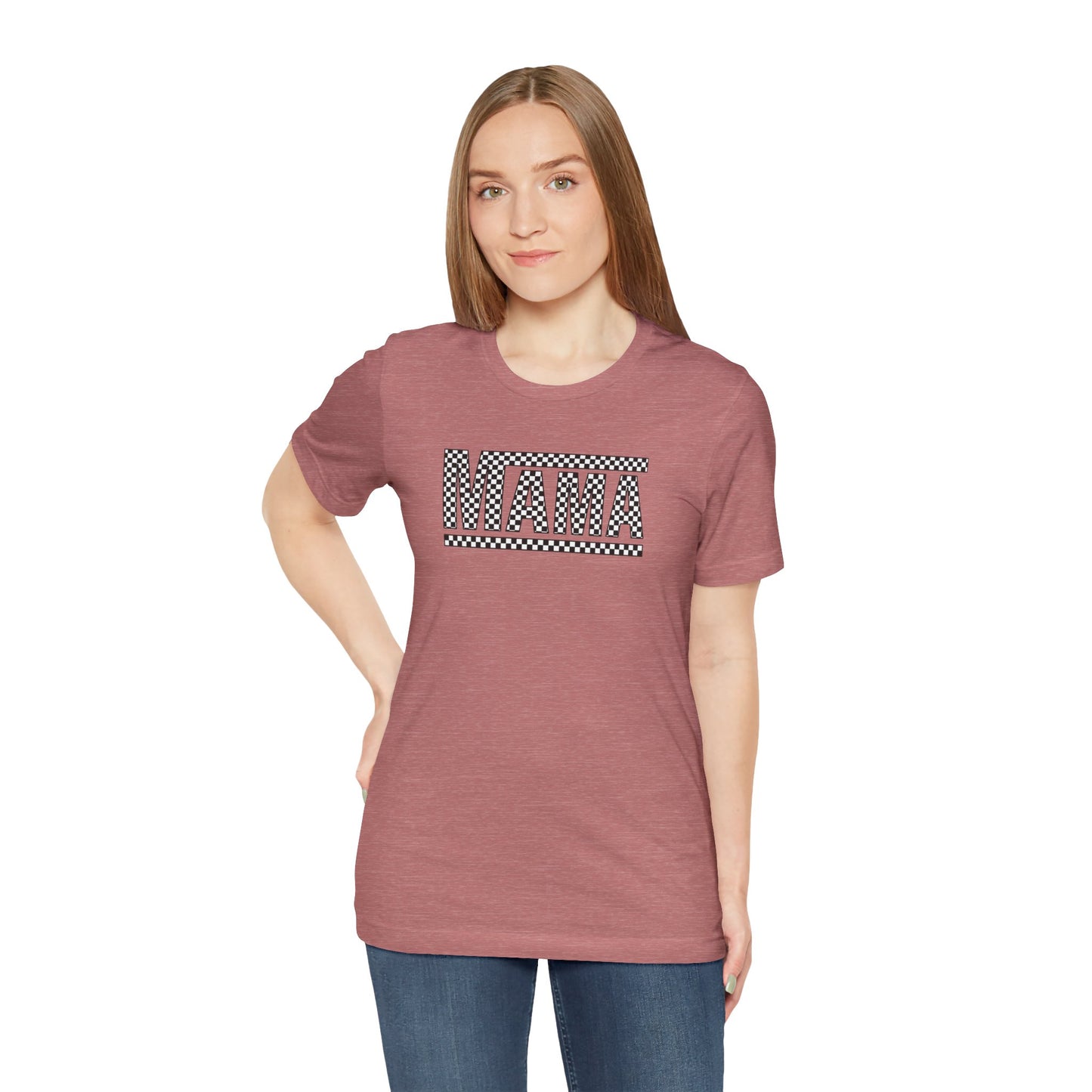M- MAMA CHECKERED Jersey Short Sleeve Tee