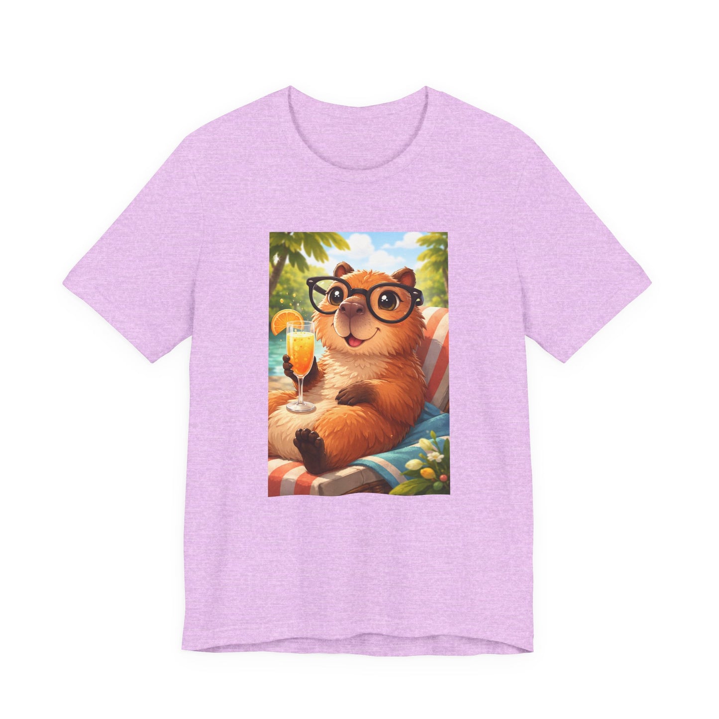 GA- Relaxed Capybara T‑Shirt — Cute Cappy with Drink Summer Tee