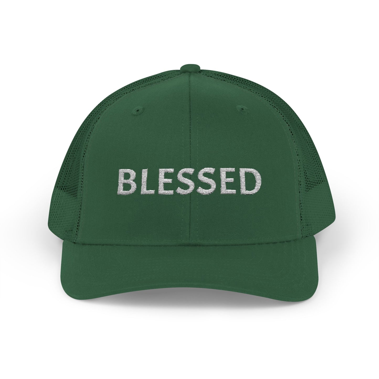 C- Blessed Trucker Cap — Embroidered 'BLESSED' Snapback Hat