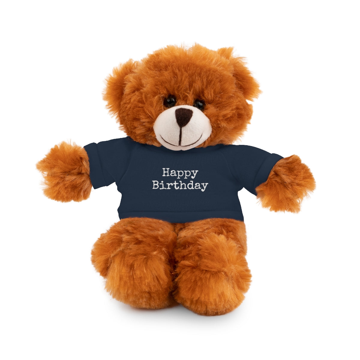 SA- Happy Birthday White Font Stuffed Animals with Tee
