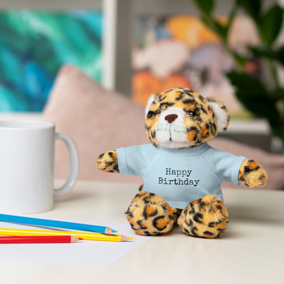 SA- Happy Birthday Black Font Stuffed Animals with Tee