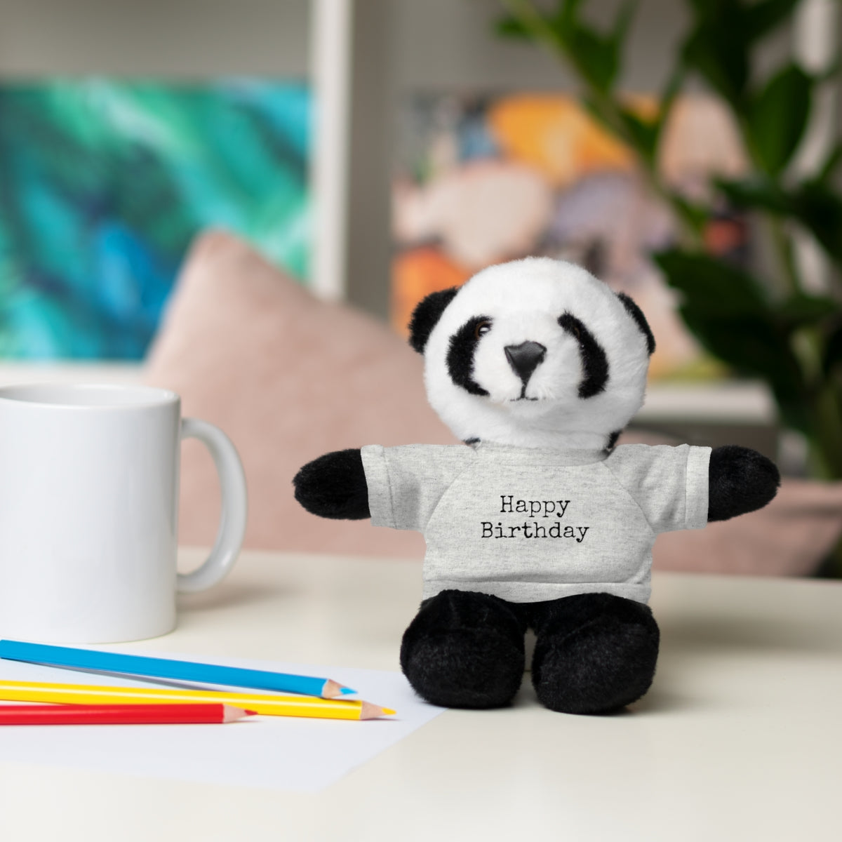 SA- Happy Birthday Black Font Stuffed Animals with Tee