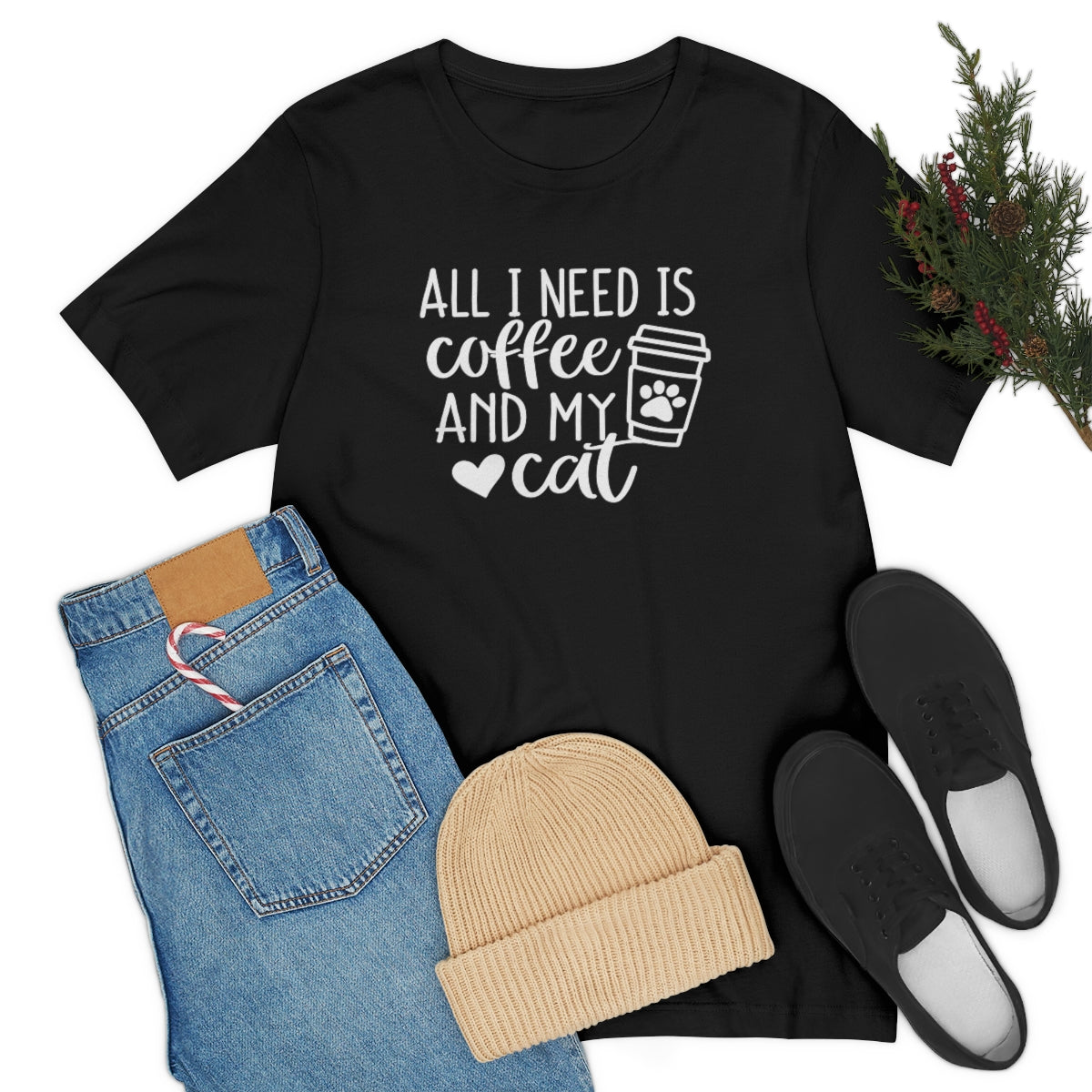 P- All I Need is Coffee and My Cat Tee
