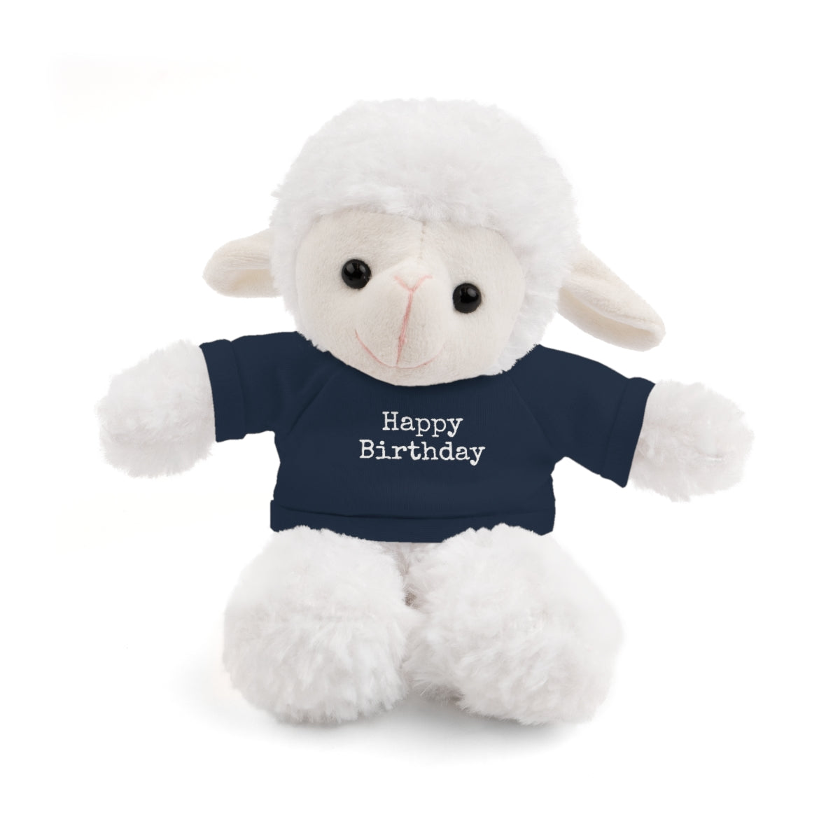 SA- Happy Birthday White Font Stuffed Animals with Tee